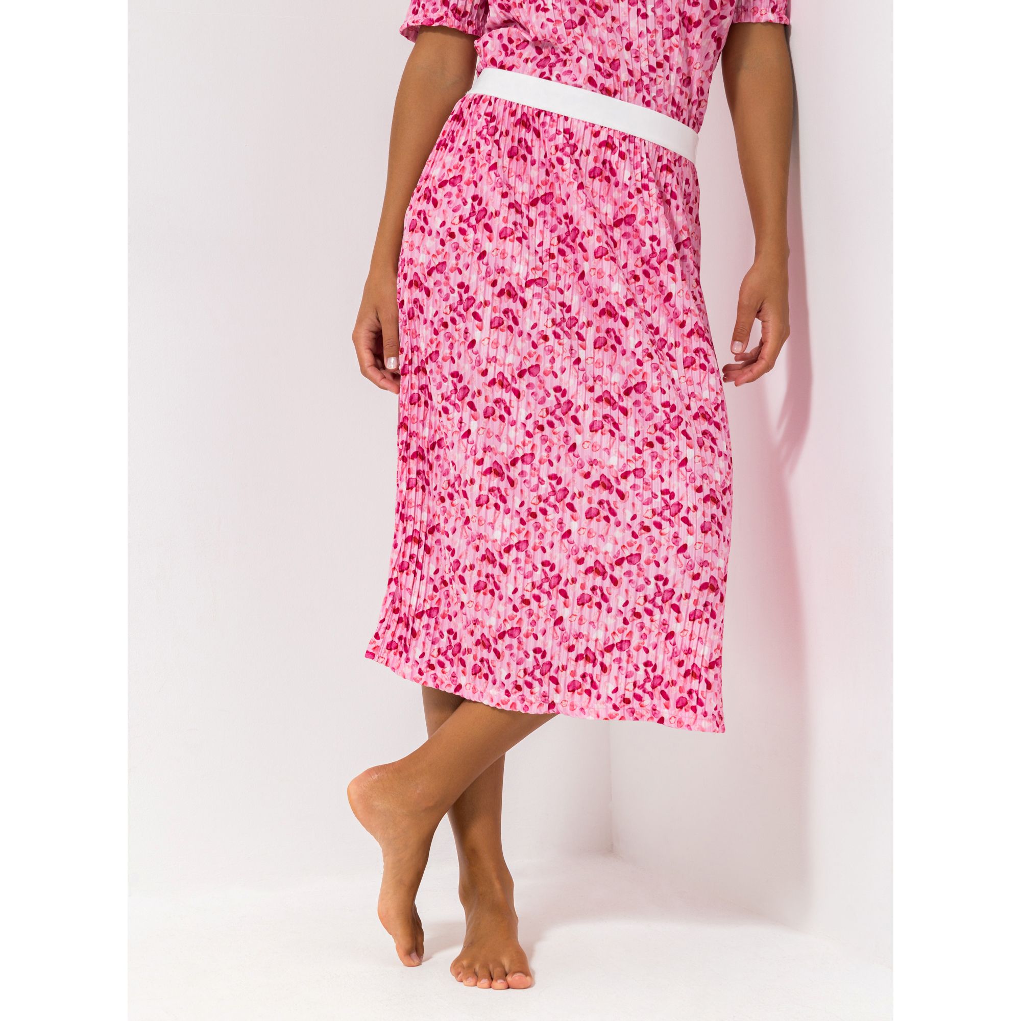 JERYMOOD HOMEWEAR Rock, Midi-Länge Mikrofaser Plissee-Optik bedruckt