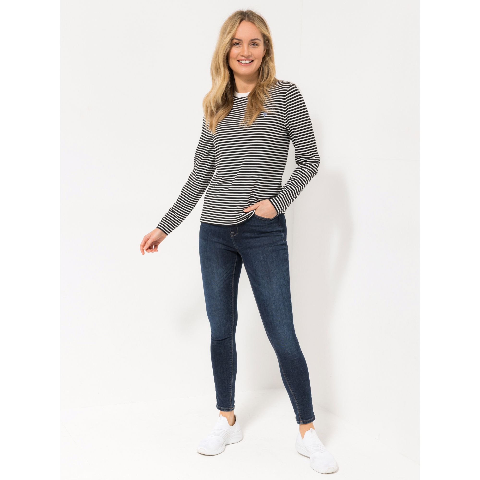 LOVELY SISTERS® Shirt, 1/1-Arm Rundhalsausschnitt Herz-Applikation gestreift