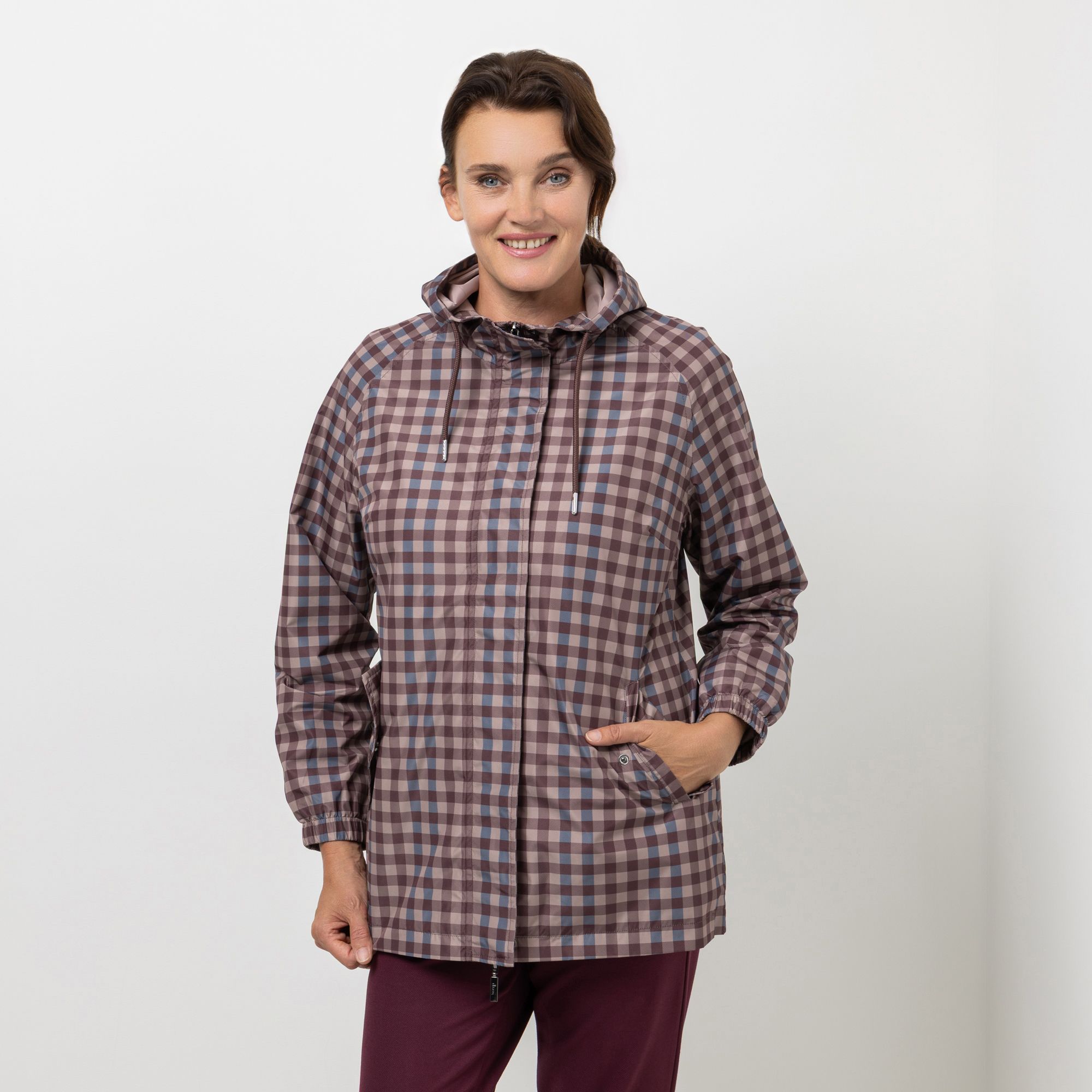 DENIM & CO. Regenjacke Kapuze 2-Wege-Reißverschluss wasserabweisend