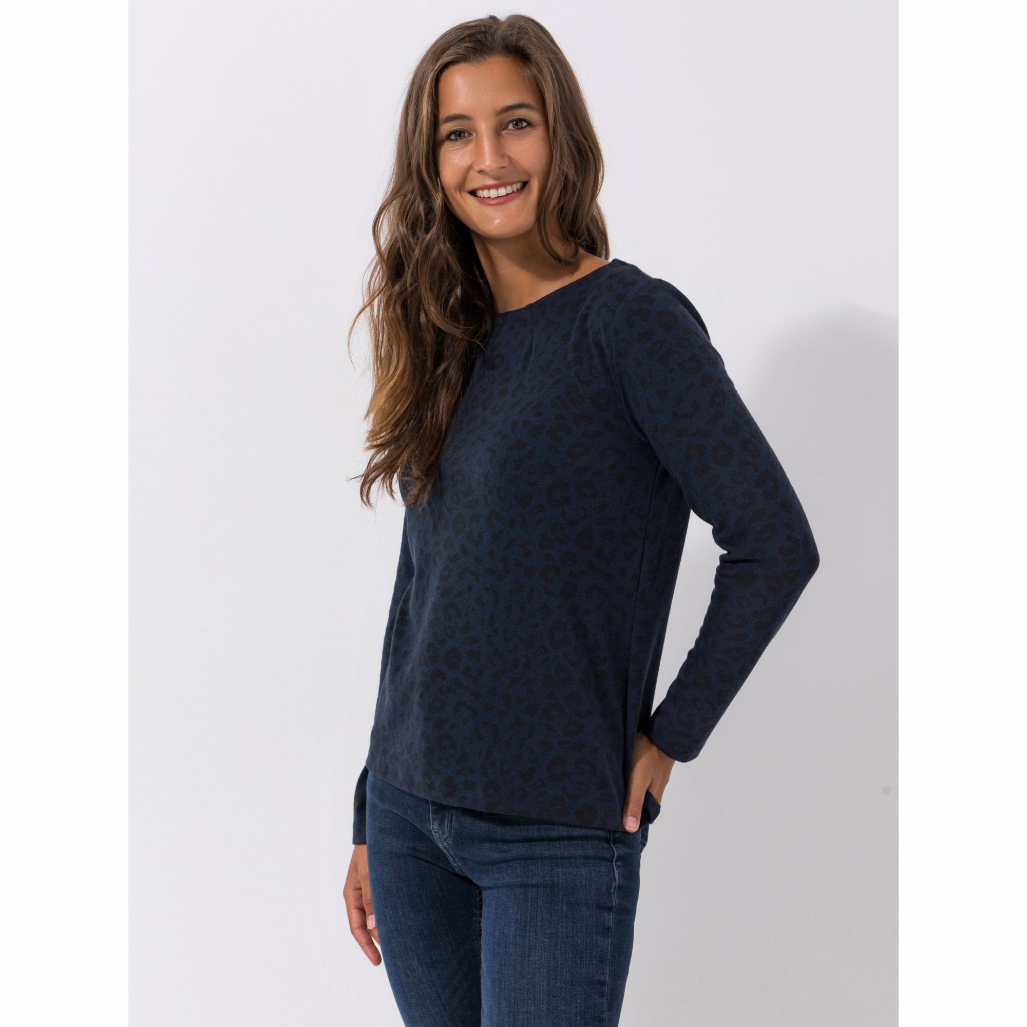 VIA MILANO Shirt, 1/1-Arm U-Boot Ausschnitt Allover Druck figurumspielend