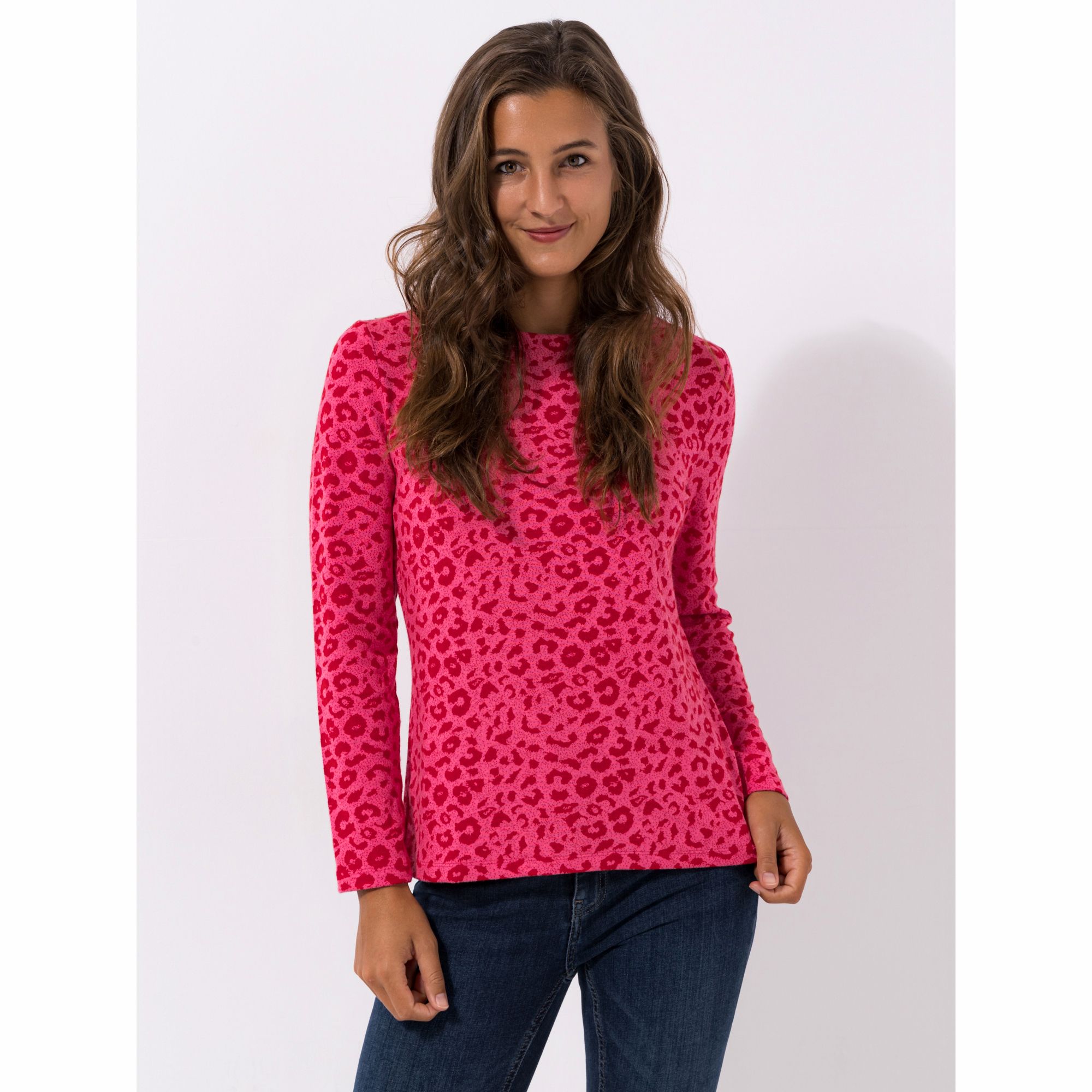 VIA MILANO Shirt, 1/1-Arm U-Boot Ausschnitt Allover Druck figurumspielend