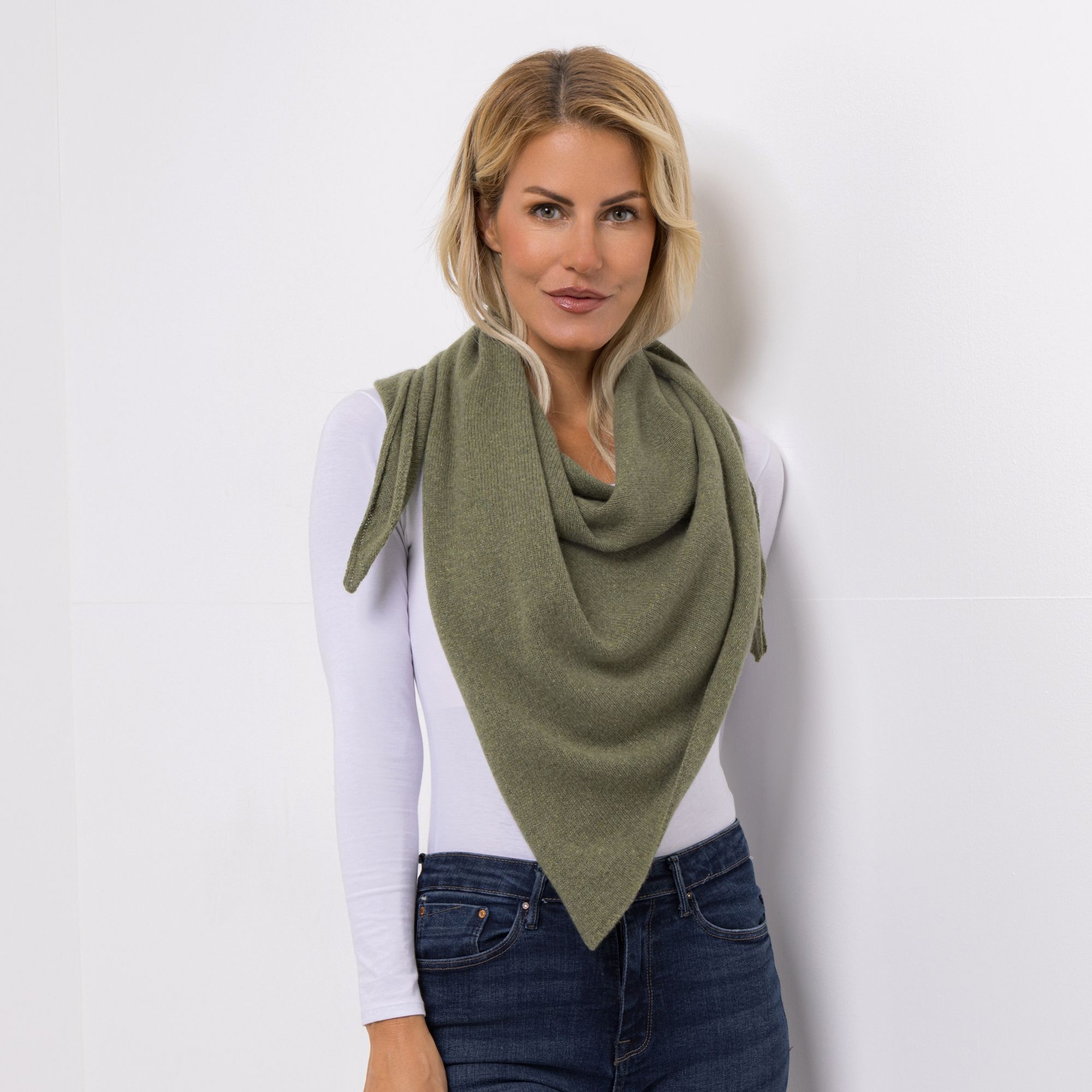 VIA MILANO Dreieckstuch 80x180cm 100% Kaschmir abgerundete Ecken