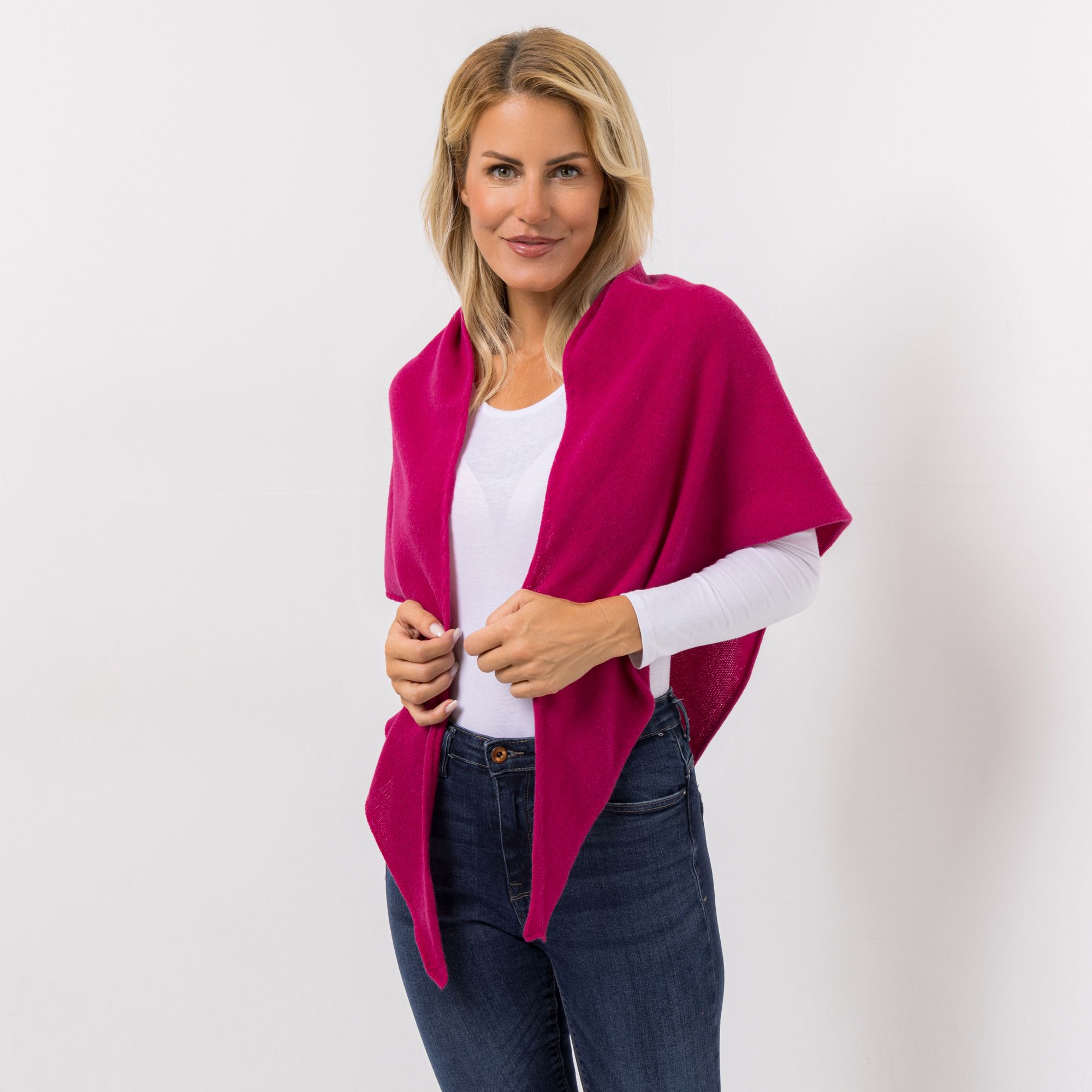 VIA MILANO Dreieckstuch 80x180cm 100% Kaschmir abgerundete Ecken