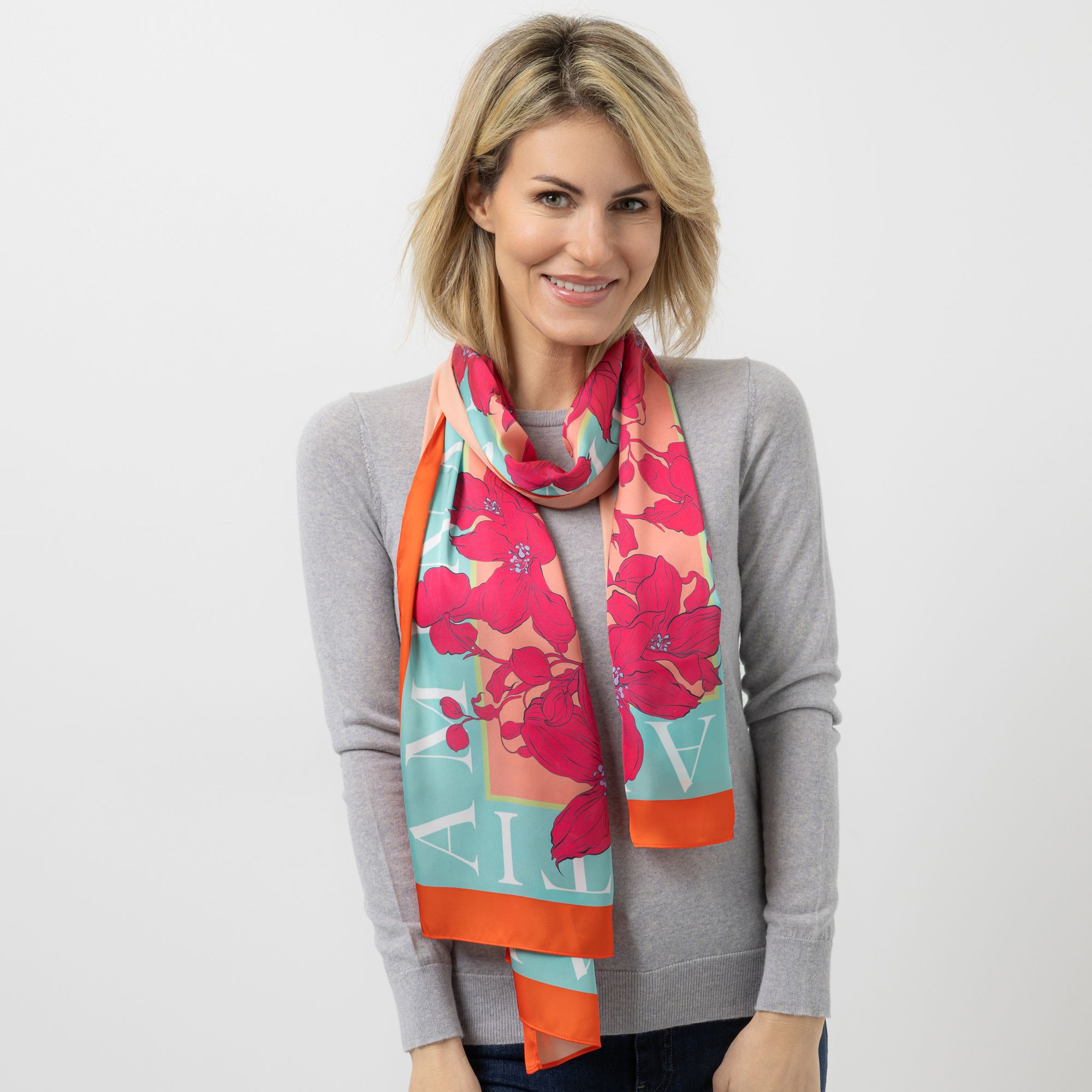 AMINATI® Schal Satin ca. 70 x 180 cm Allover-Druck