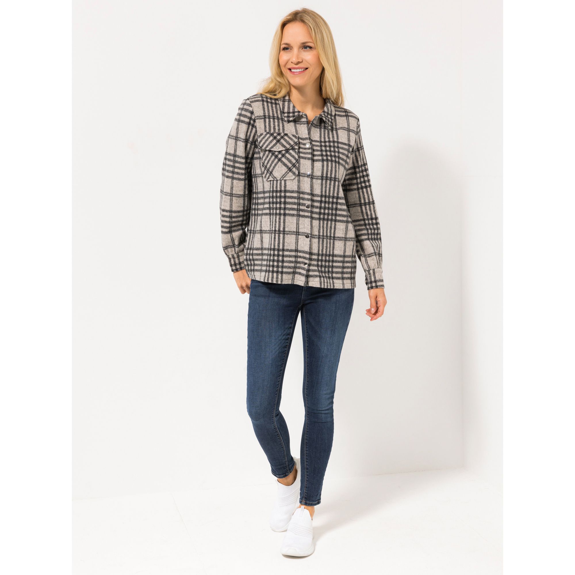 DENIM & CO. Hemdbluse, 1/1-Arm Hemdblusenkragen Brusttasche Druckknopfleiste