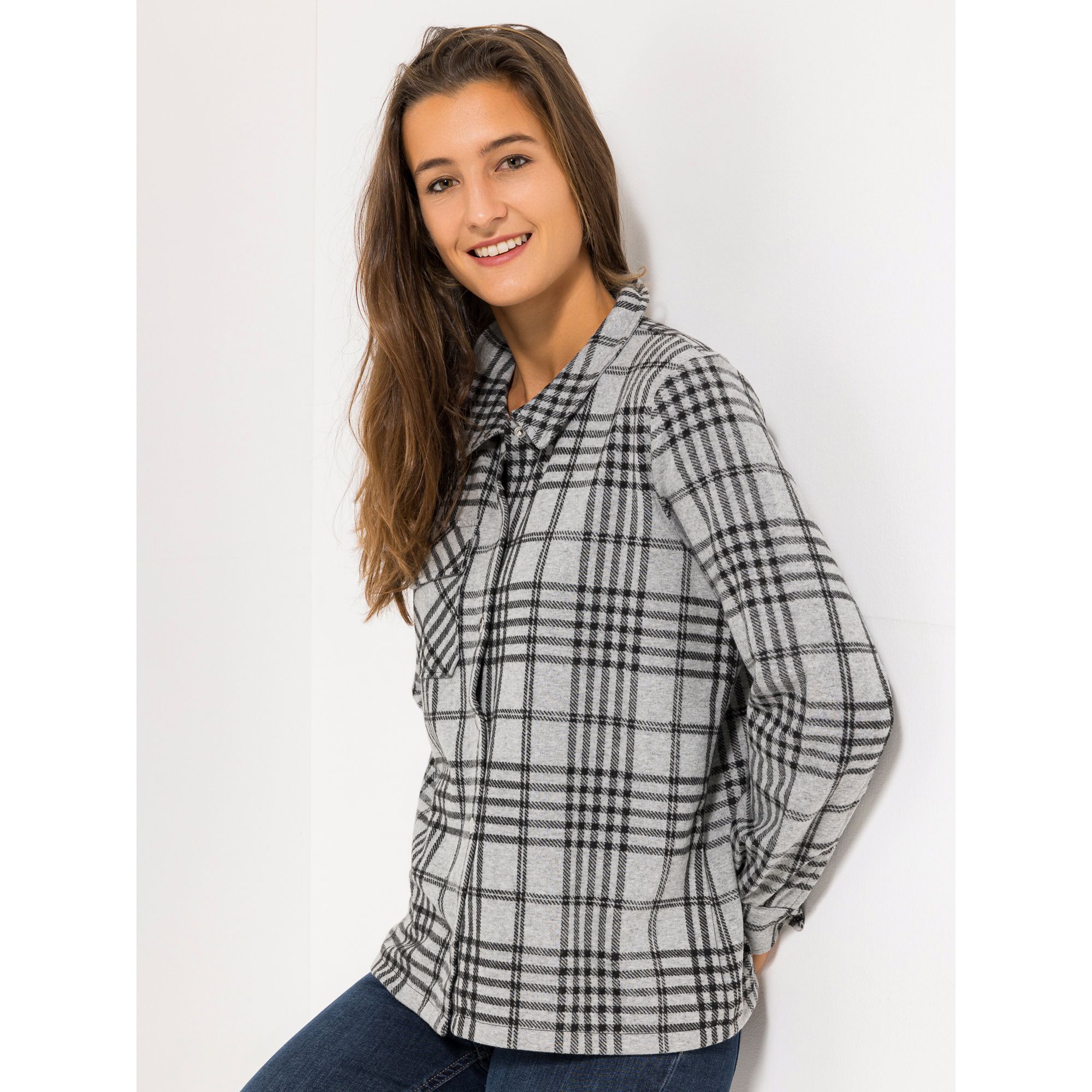 DENIM & CO. Hemdbluse, 1/1-Arm Hemdblusenkragen Brusttasche Druckknopfleiste