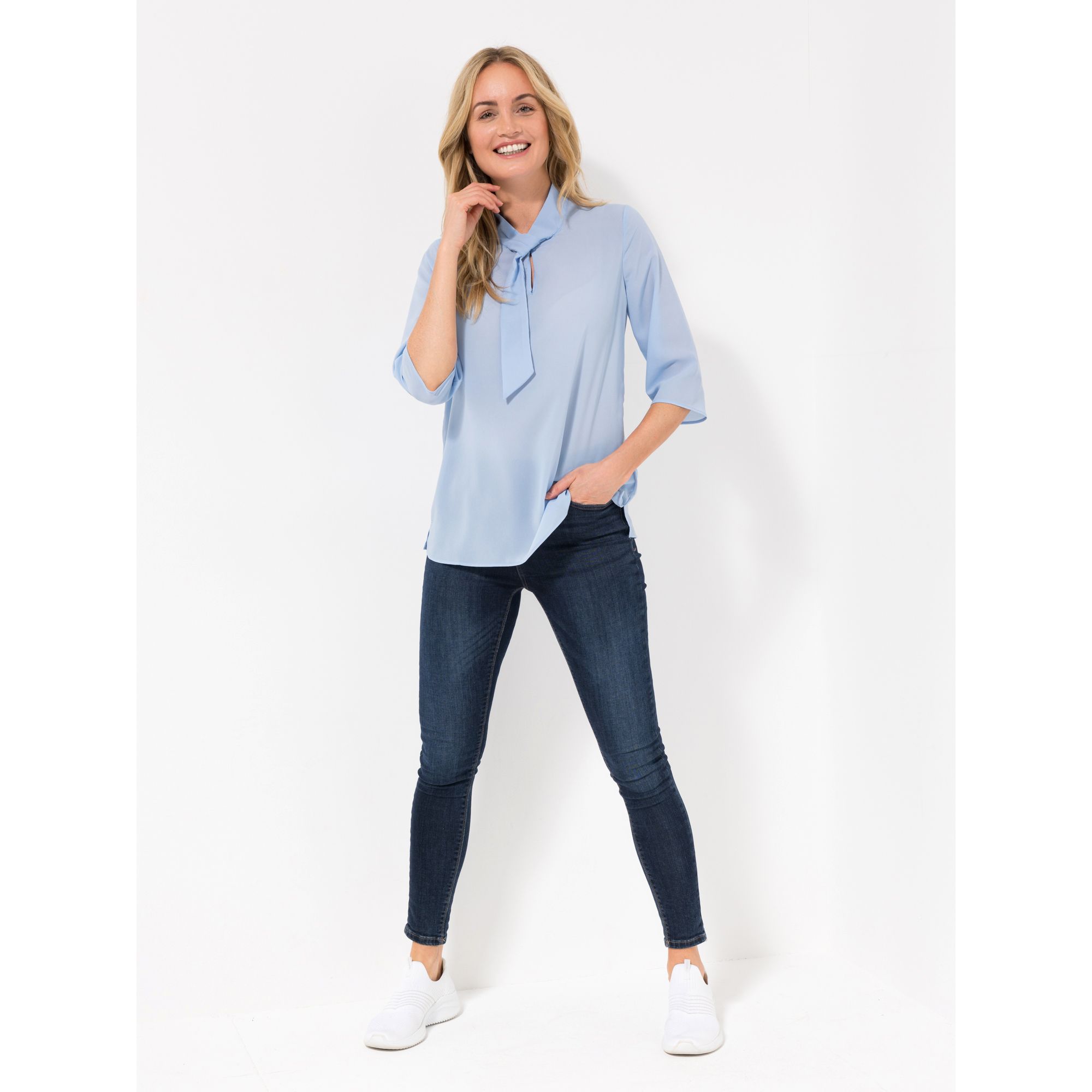 VIA MILANO Bluse 3/4-Arm Schluppe figurumspielend