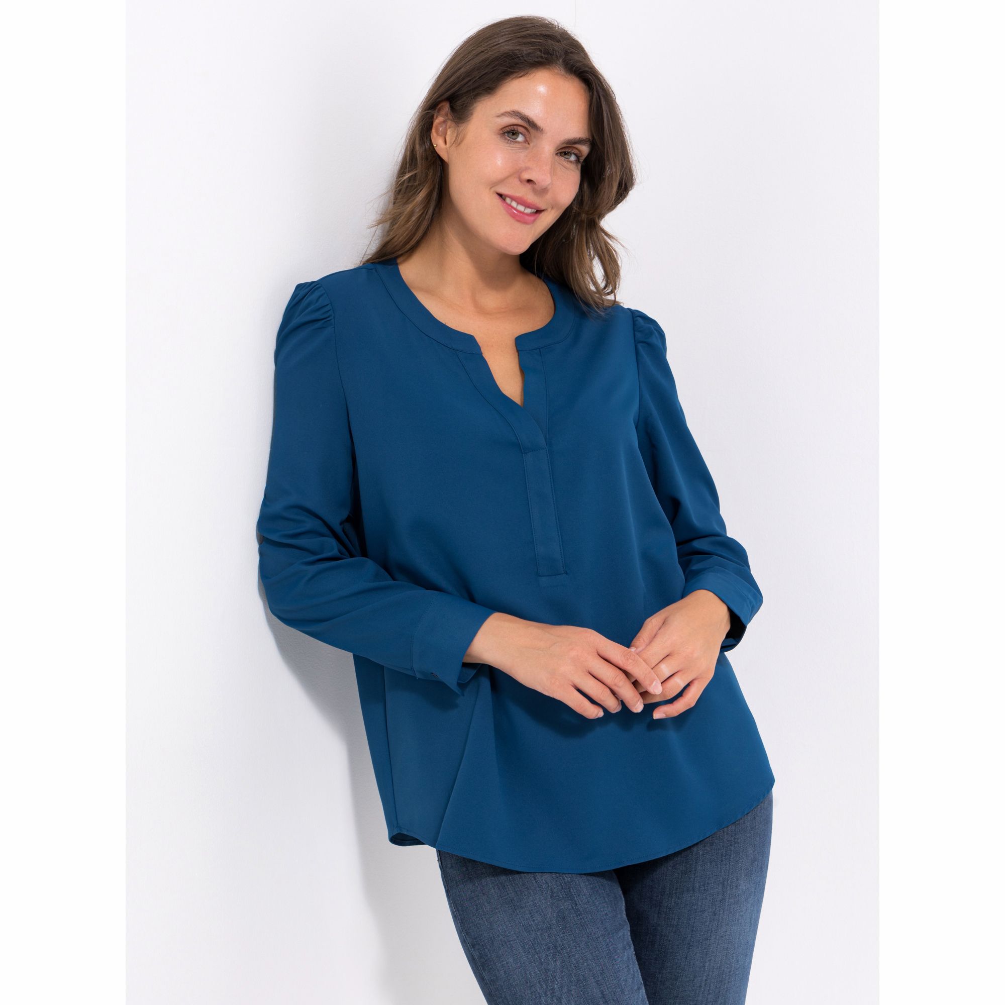 VIA MILANO Bluse, 1/1-Arm Manschette Blende figurumspielend