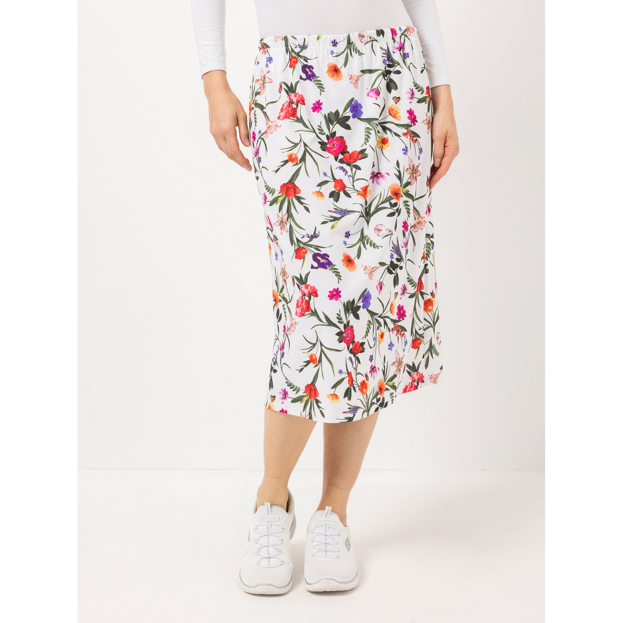 IN-PRINT Rock 7/8-Länge Rundumdehnbund Blumendruck