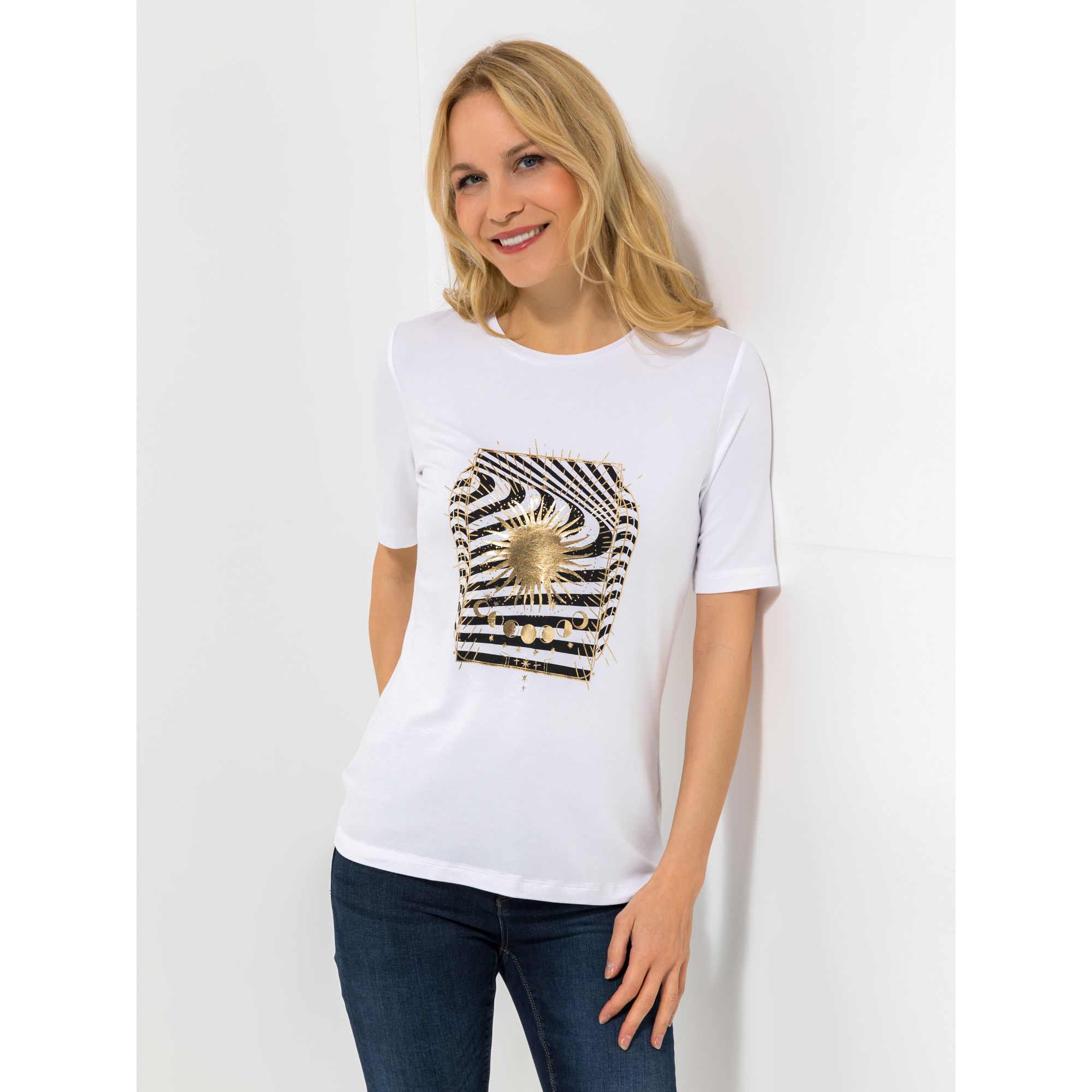 VIA MILANO Shirt 1/2-Arm Rundhalsausschnitt platzierter Druck