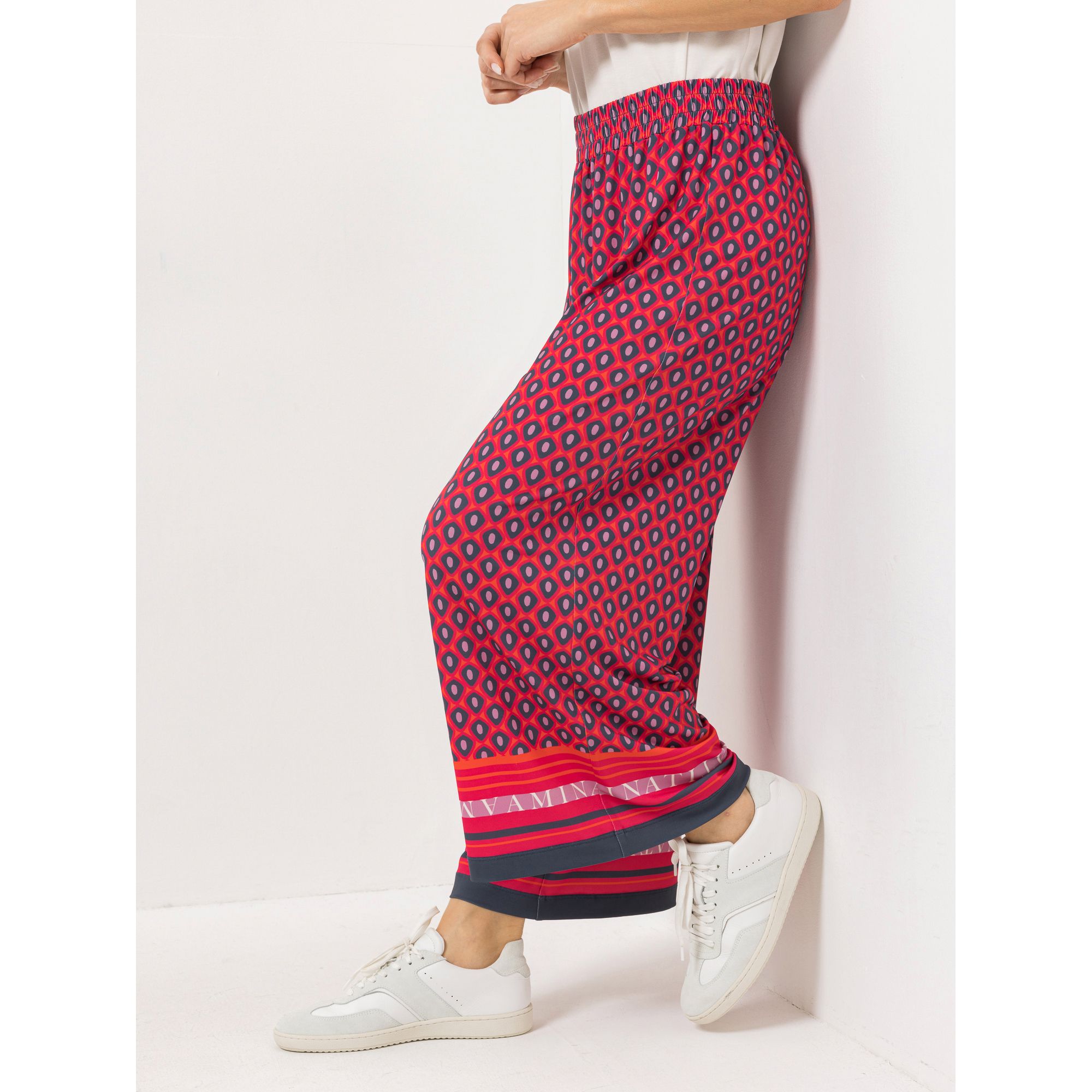 AMINATI® Jersey Palazzo-Hose Rundumdehnbund Geometrie-Druck gerades weites Bein