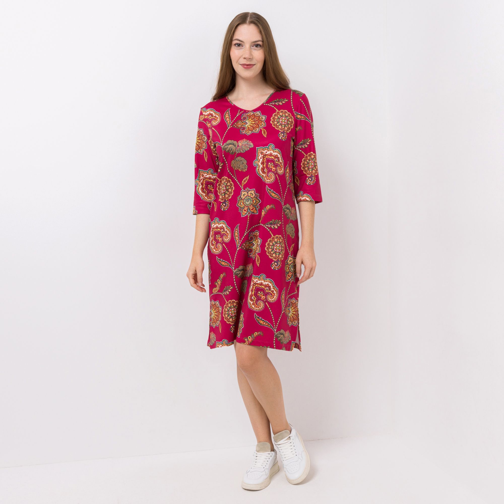 IN-PRINT Kleid 3/4-Arm V-Ausschnitt Winterware