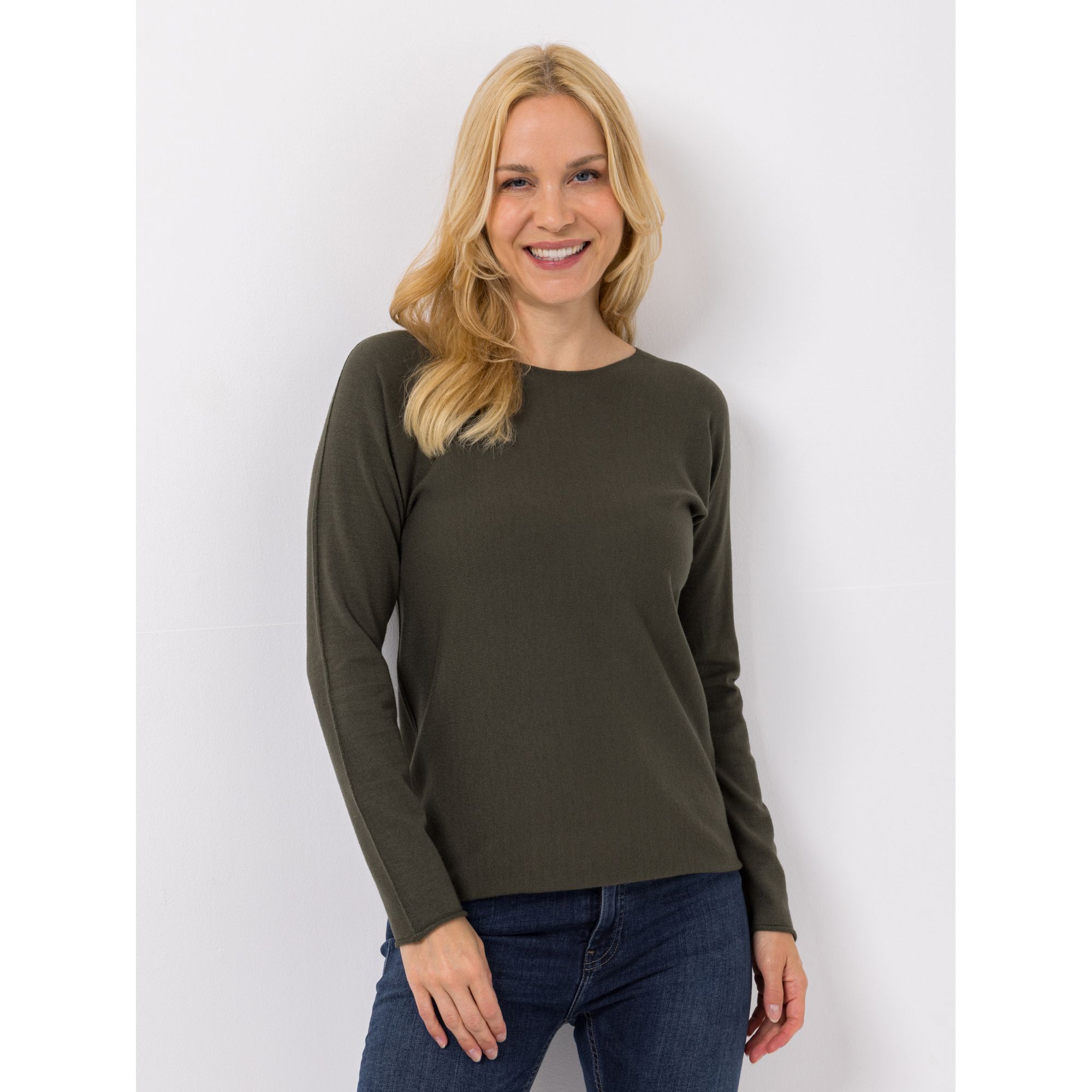 VIA MILANO Pullover, 1/1-Arm Rundhalsausschnitt überschnittener Arm figurumspielend