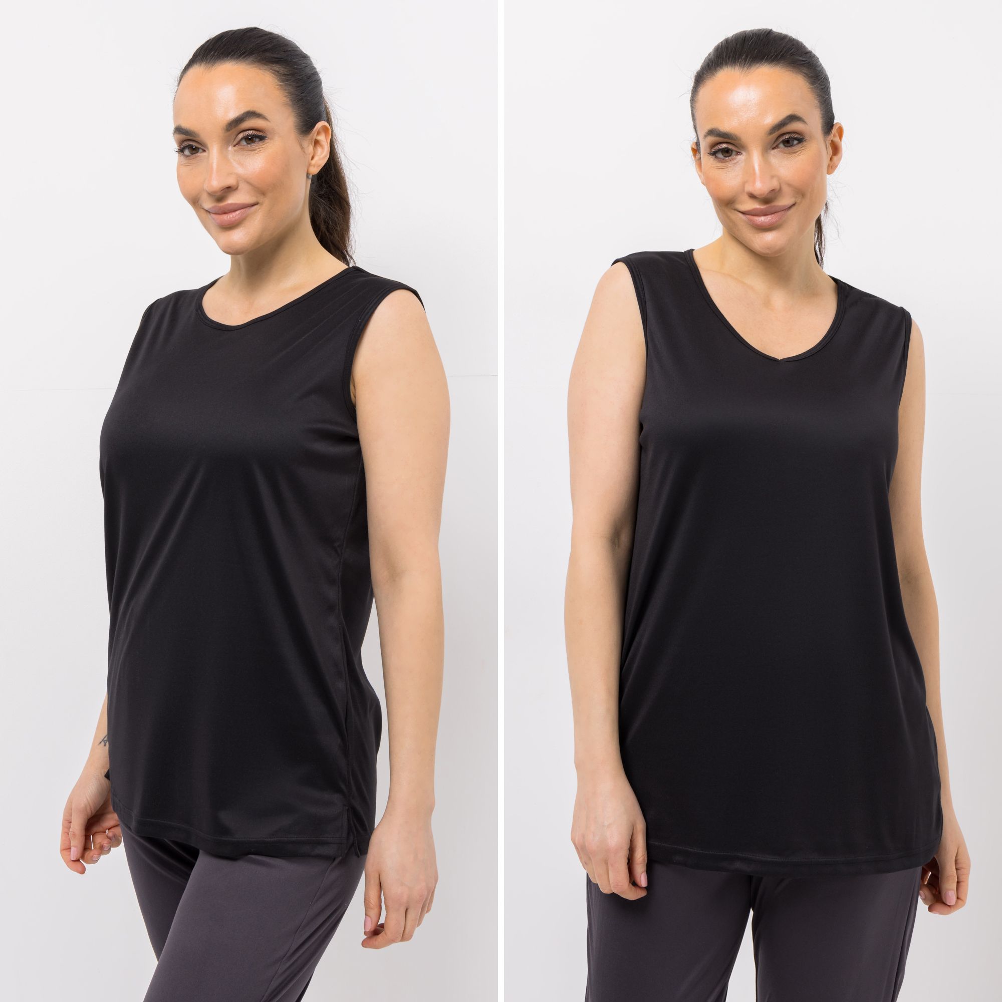 JERYMOOD HOMEWEAR 2 Tops. ohne Arm Mikrofaser 1x Rundhalsausschnitt 1x V-Ausschnitt