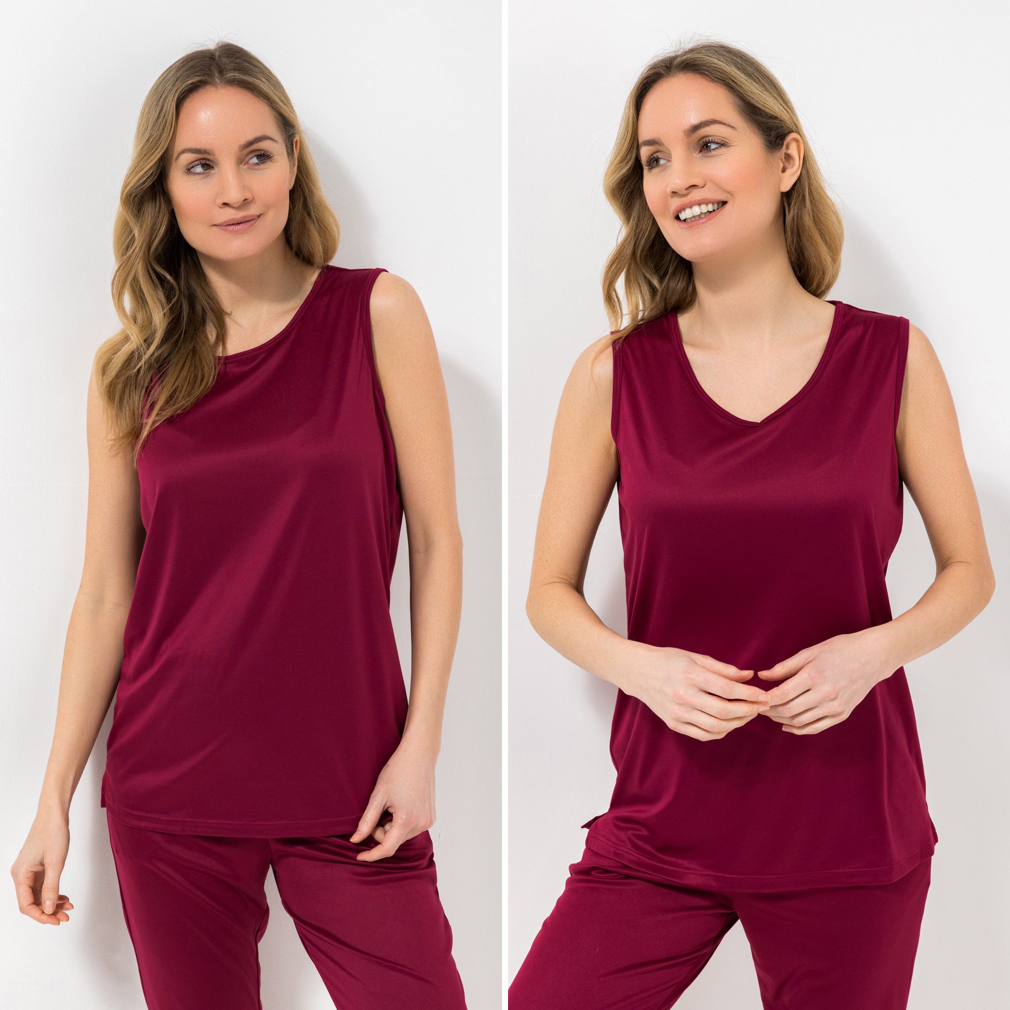 JERYMOOD HOMEWEAR 2 Tops. ohne Arm Mikrofaser 1x Rundhalsausschnitt 1x V-Ausschnitt