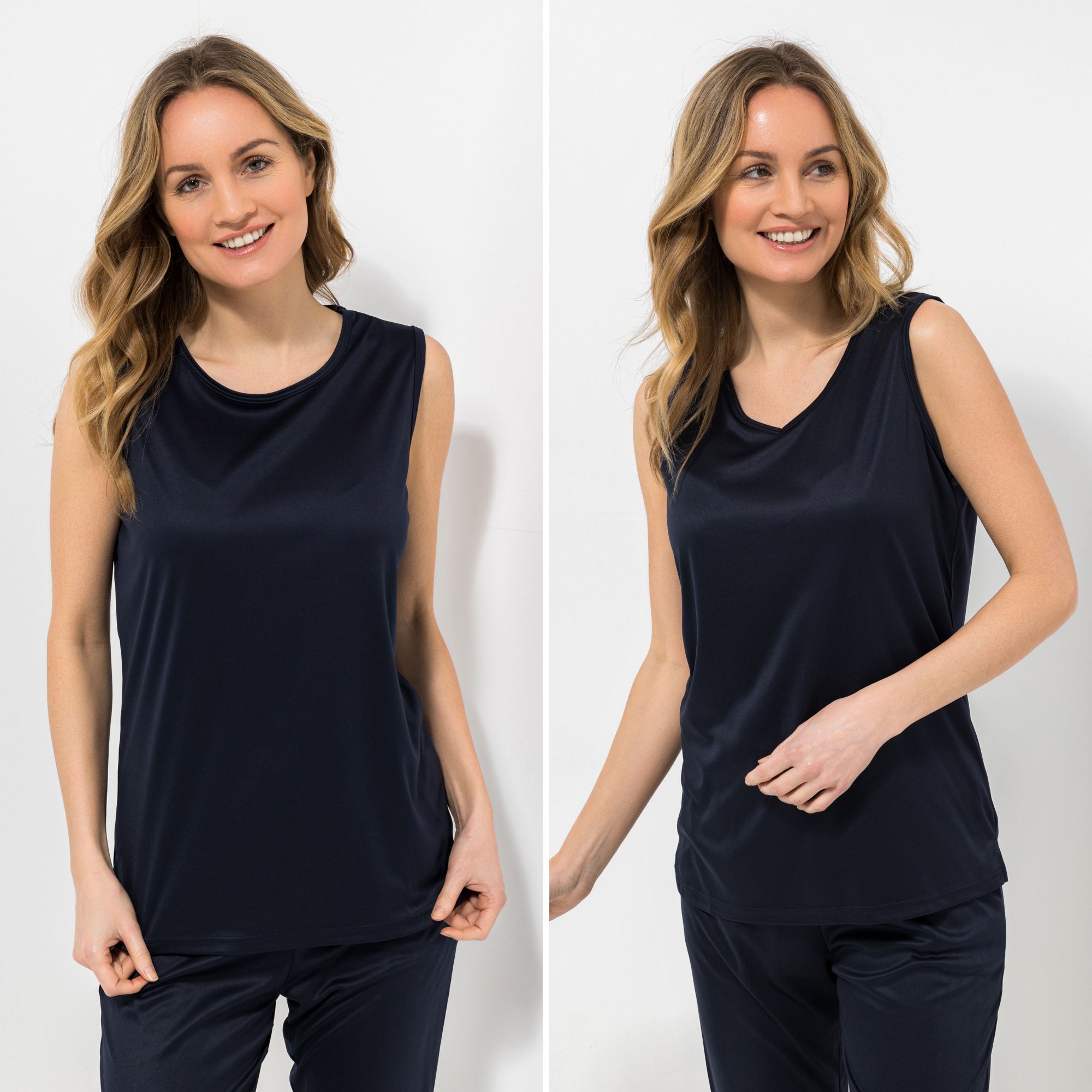 JERYMOOD HOMEWEAR 2 Tops. ohne Arm Mikrofaser 1x Rundhalsausschnitt 1x V-Ausschnitt