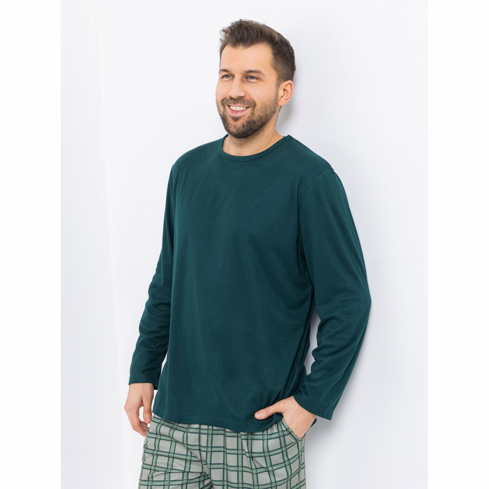 MEN'S TOUCH Shirt, 1/1-Arm Mikrofaser Rundhalsausschnitt uni