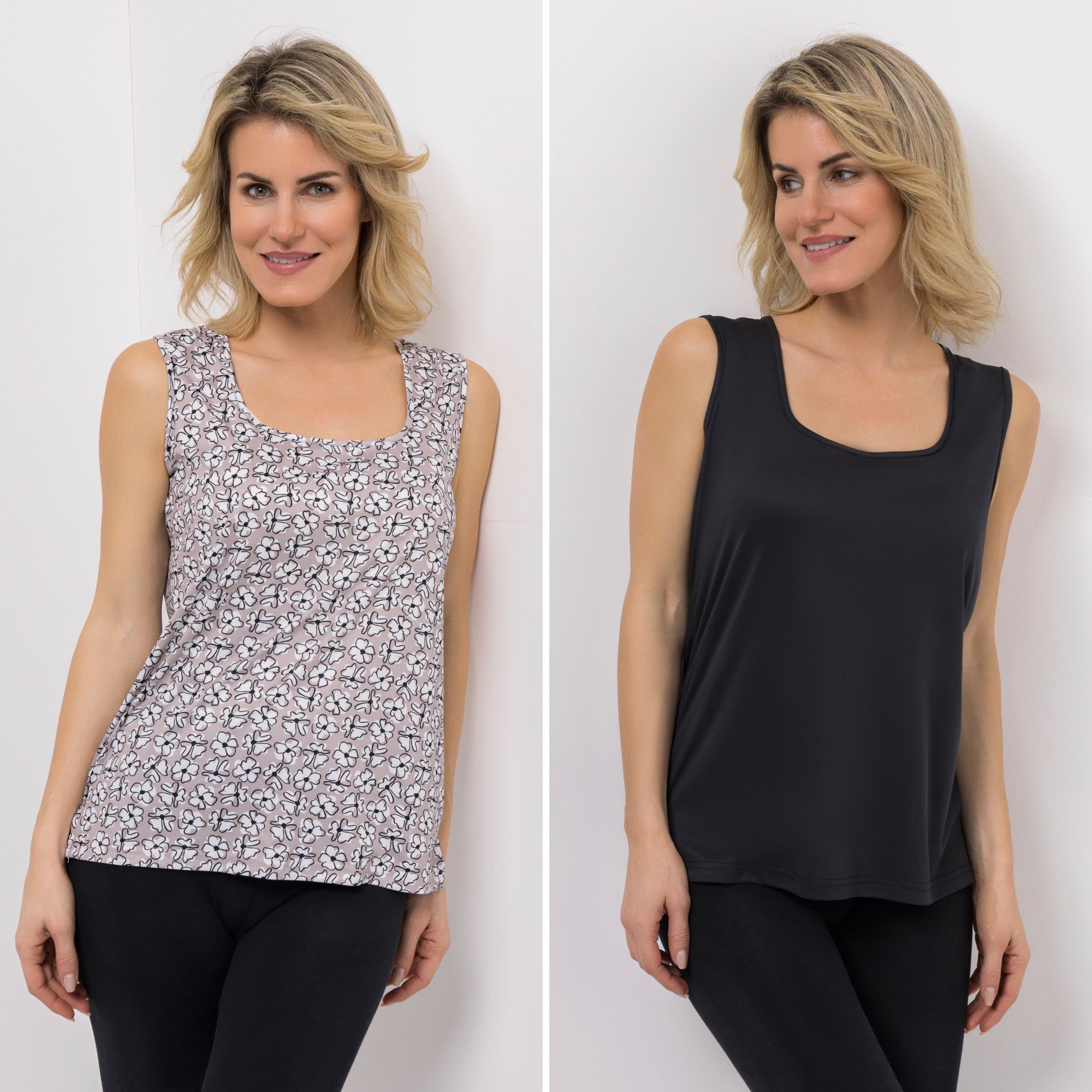 JERYMOOD HOMEWEAR 2 Tops ärmellos Mikrofaser Seitenschlitzen