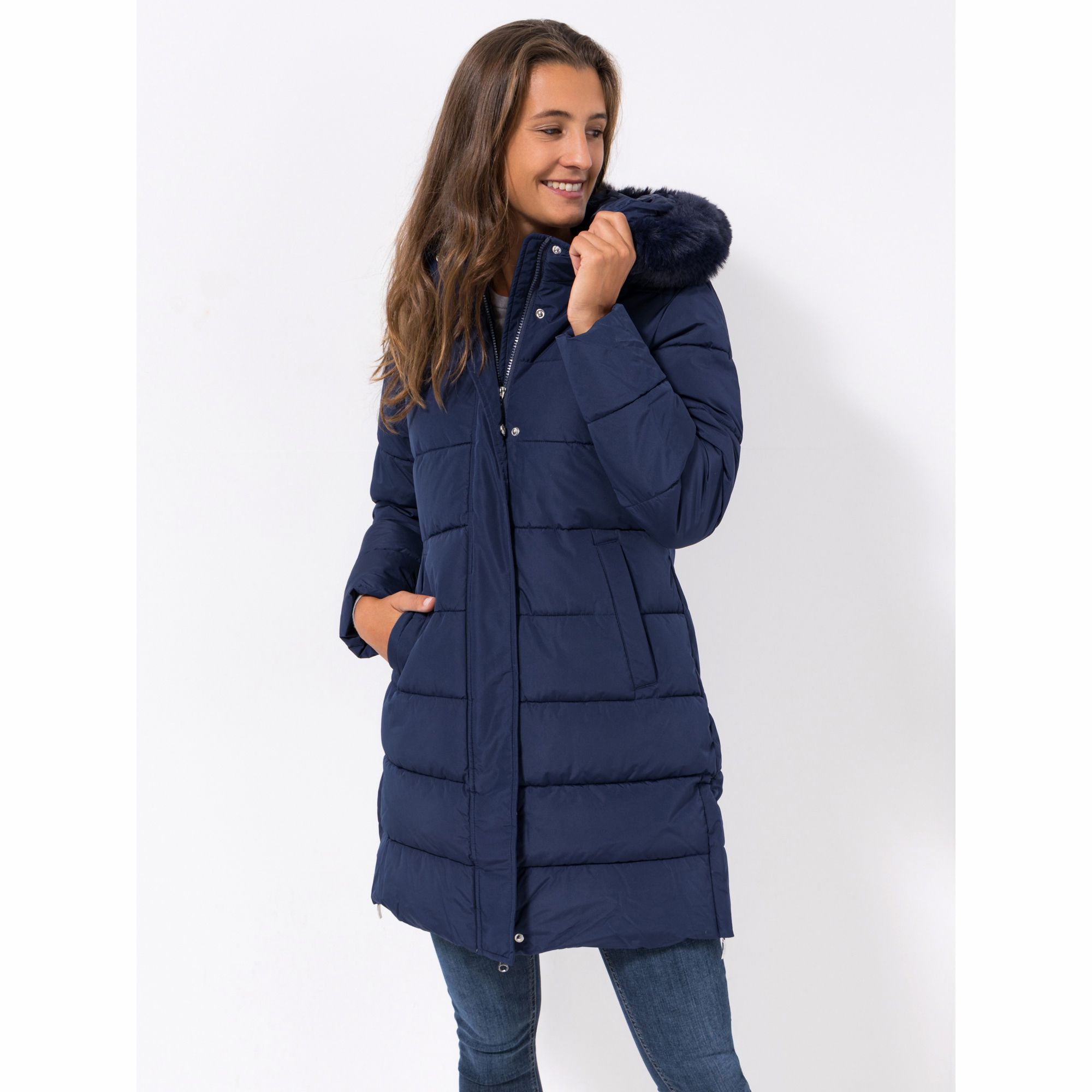 VIA MILANO Kurzmantel 2-Wege-Reißverschluss Kapuze mit Kunstfell 2 Einfrifftaschen