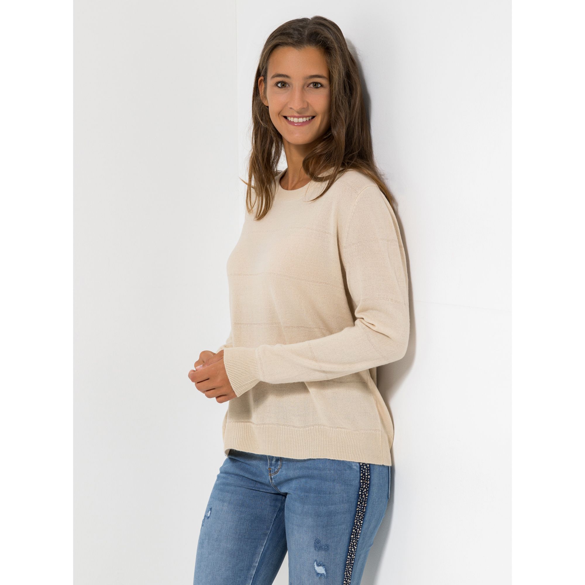 CASHMASOFT Pullover Cashmeregriff Rundhalsausschnitt Rippenbundabschlüsse