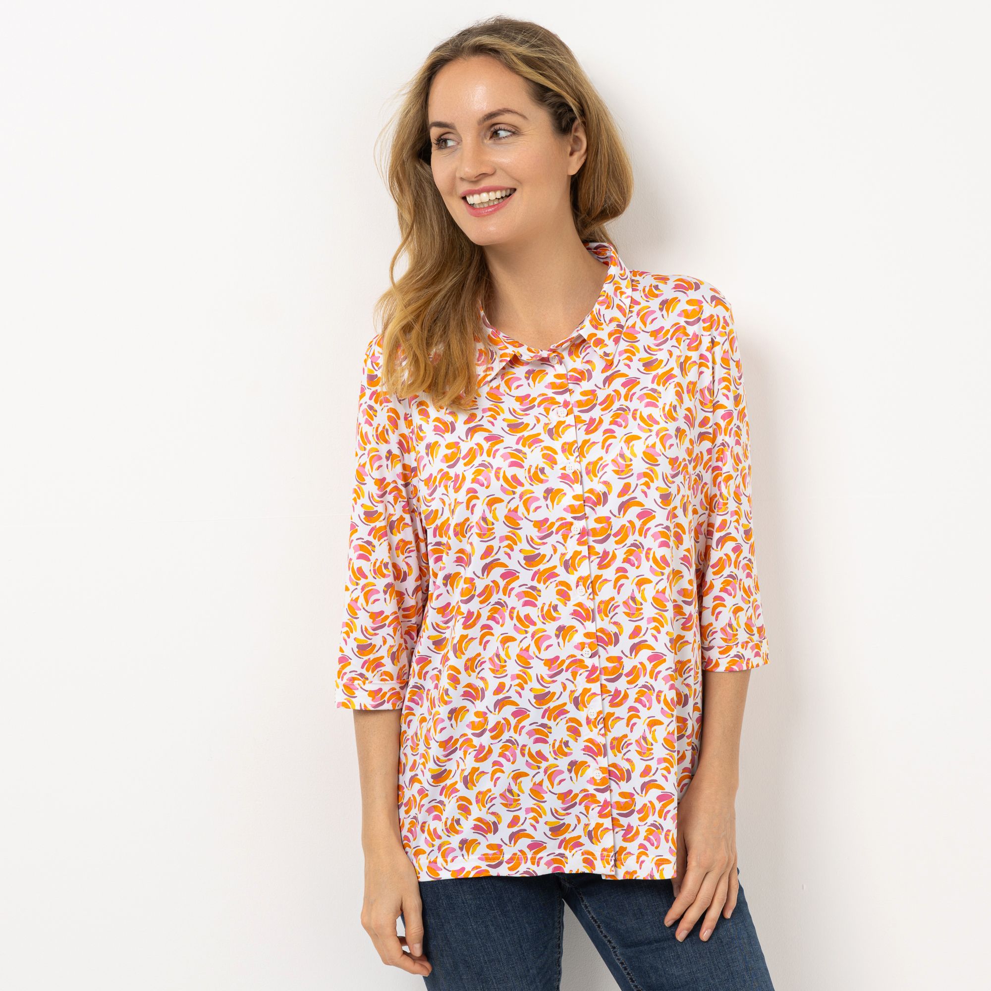 IN-PRINT Bluse 3/4-Arm Knopfleiste bedruckt