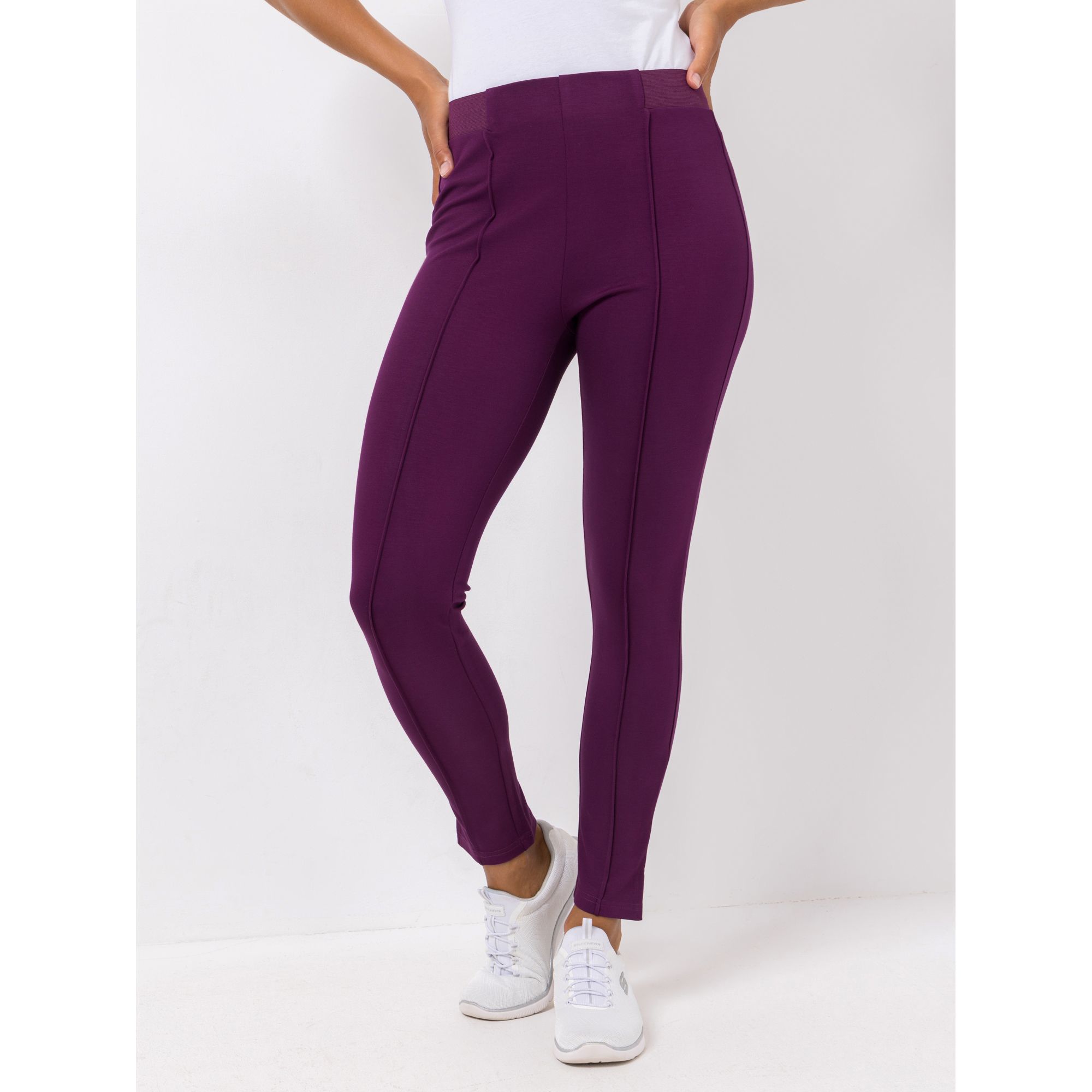 VIA MILANO Hose, knöchellang Rundumdehnbund Seitenschlitze Biesen