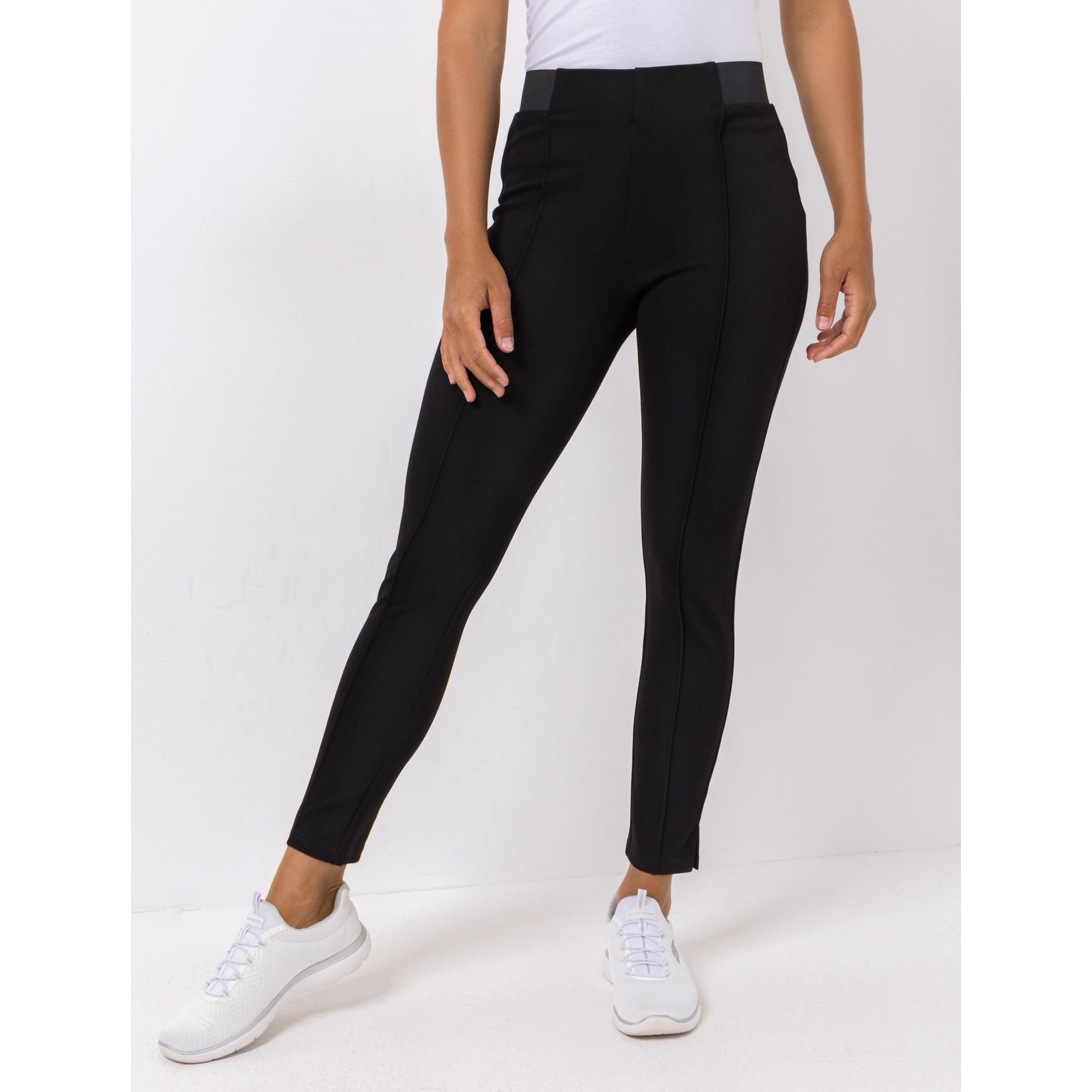 VIA MILANO Hose, knöchellang Rundumdehnbund Seitenschlitze Biesen