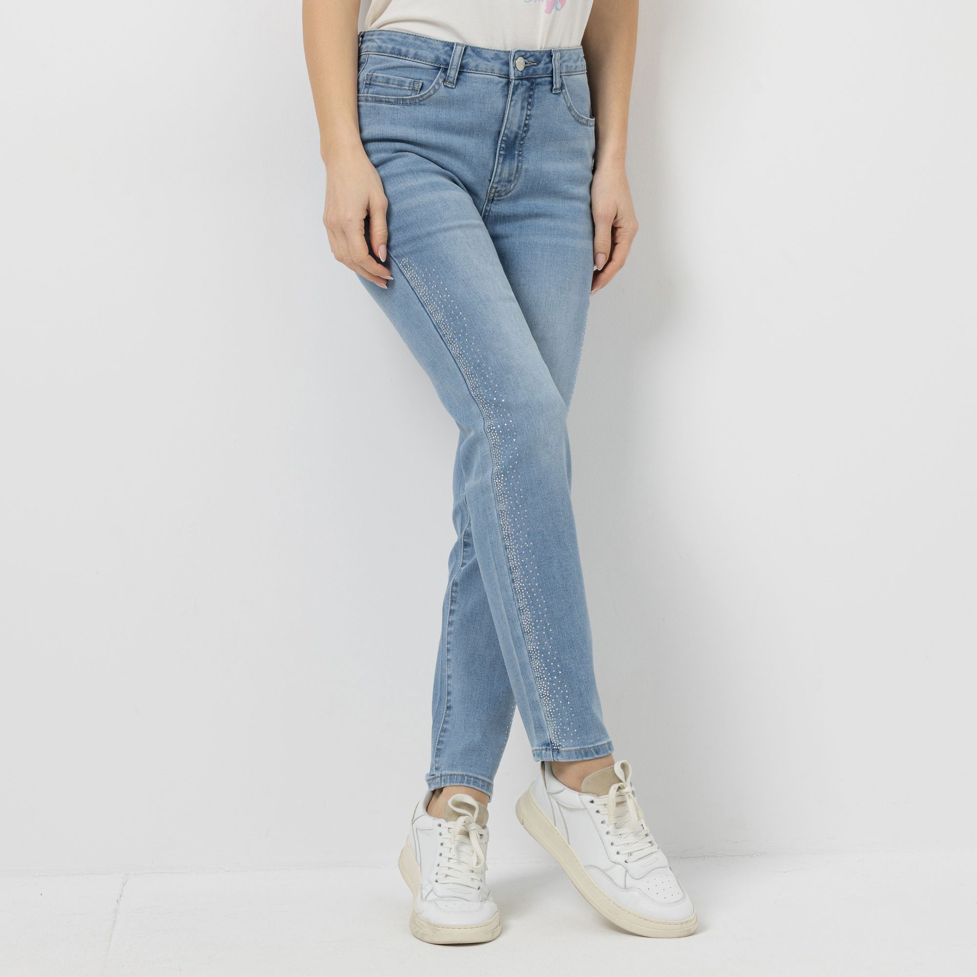 VIA MILANO Jeans, 1/1-Länge 5-Pocket-Style 28% recycelte Fasern schmales Bein