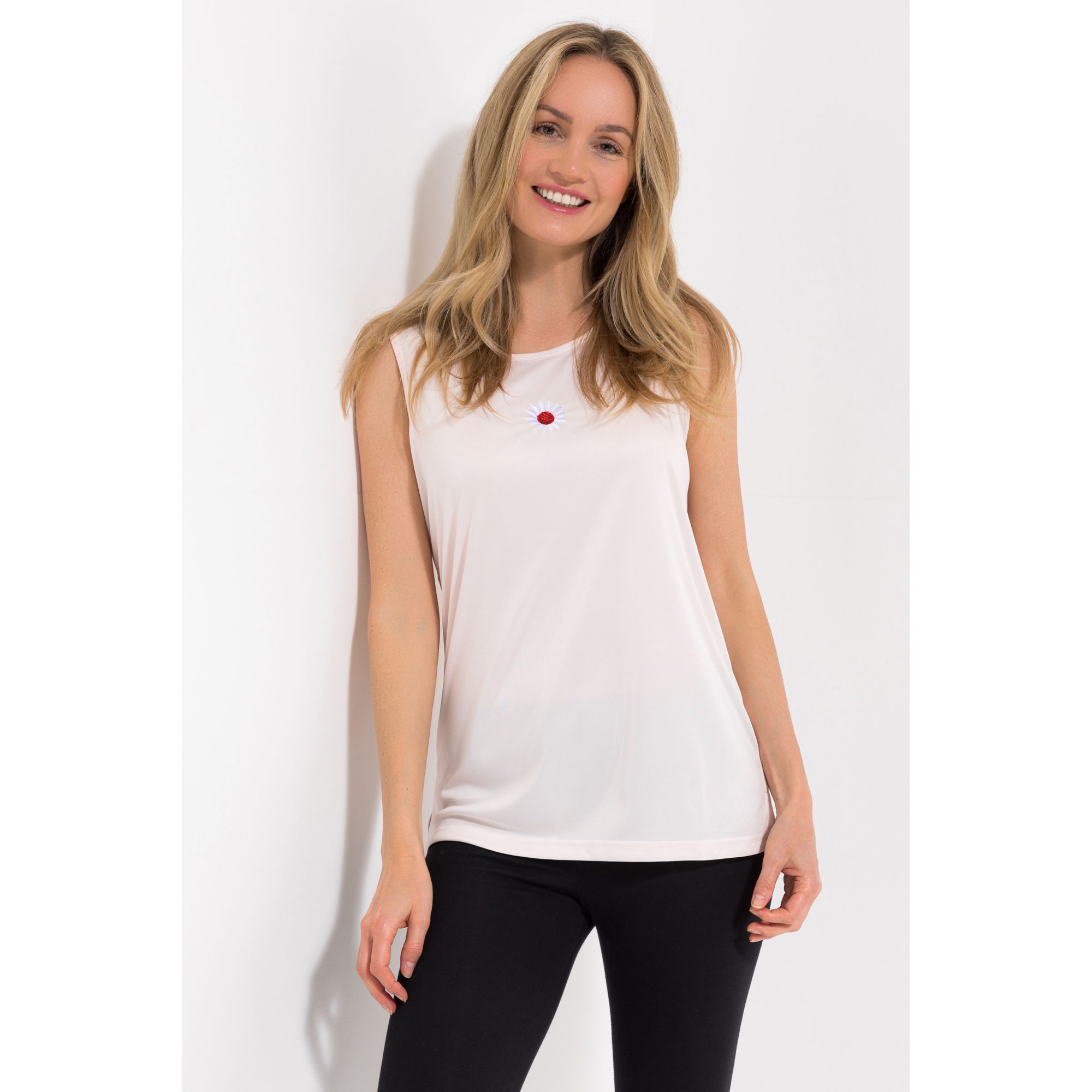 JERYMOOD HOMEWEAR Top, ärmellos Rundhalsausschnitt Mikrofaser platzierte Stickerei