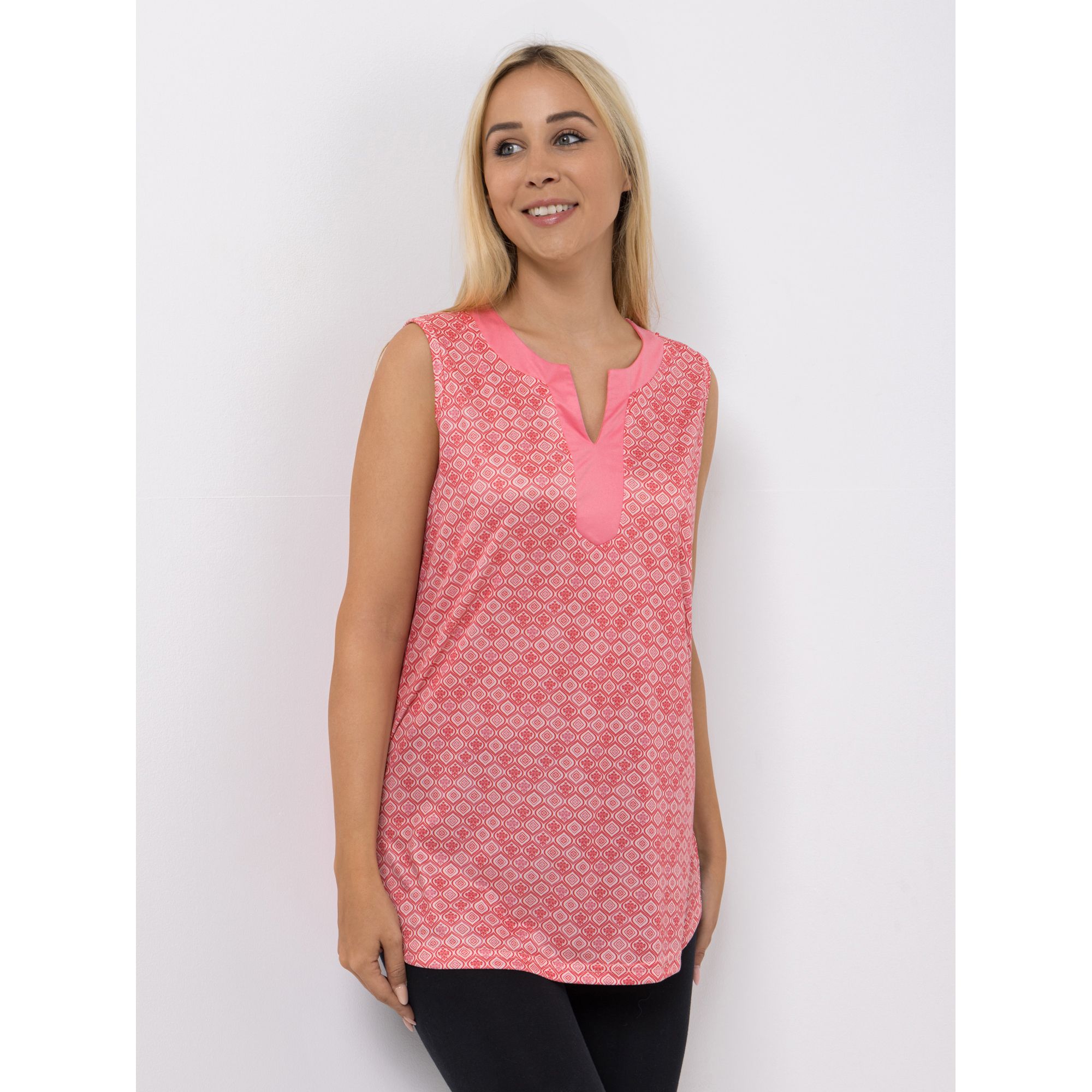 JERYMOOD HOMEWEAR Longtop, ohne Arm Mikrofaser Zier-Ausschnitt mit Kontrastblende