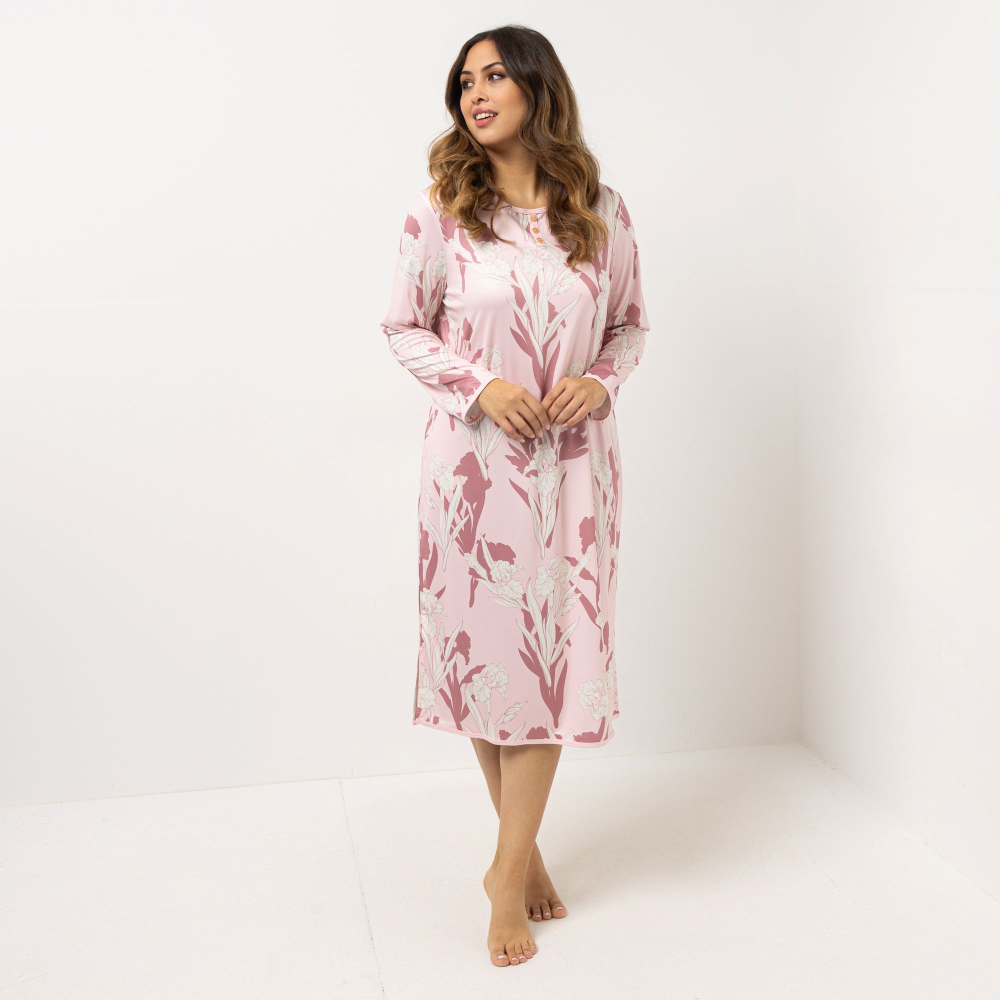 LITTLE ROSE Nachthemd, 1/1-Arm Mikrofaser U-Boot-Ausschnitt bedruckt