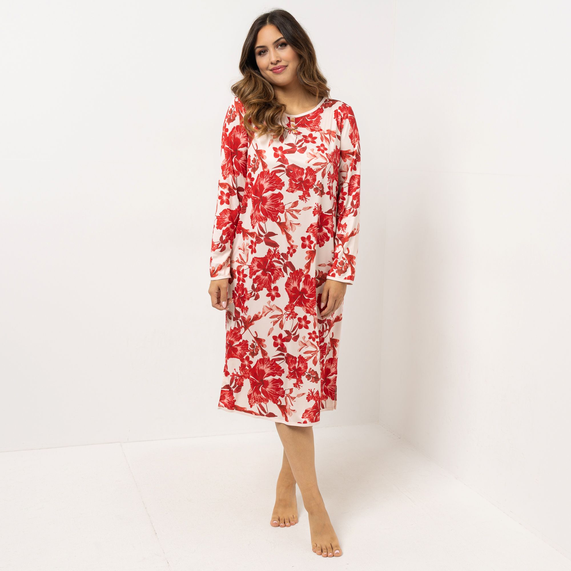 LITTLE ROSE Nachthemd, 1/1-Arm Mikrofaser U-Boot-Ausschnitt bedruckt