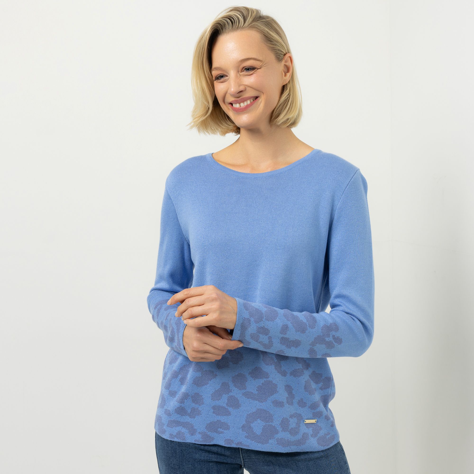 AMINATI® Pullover, langarm Rundhalsausschnitt Jacquard figurumspielend