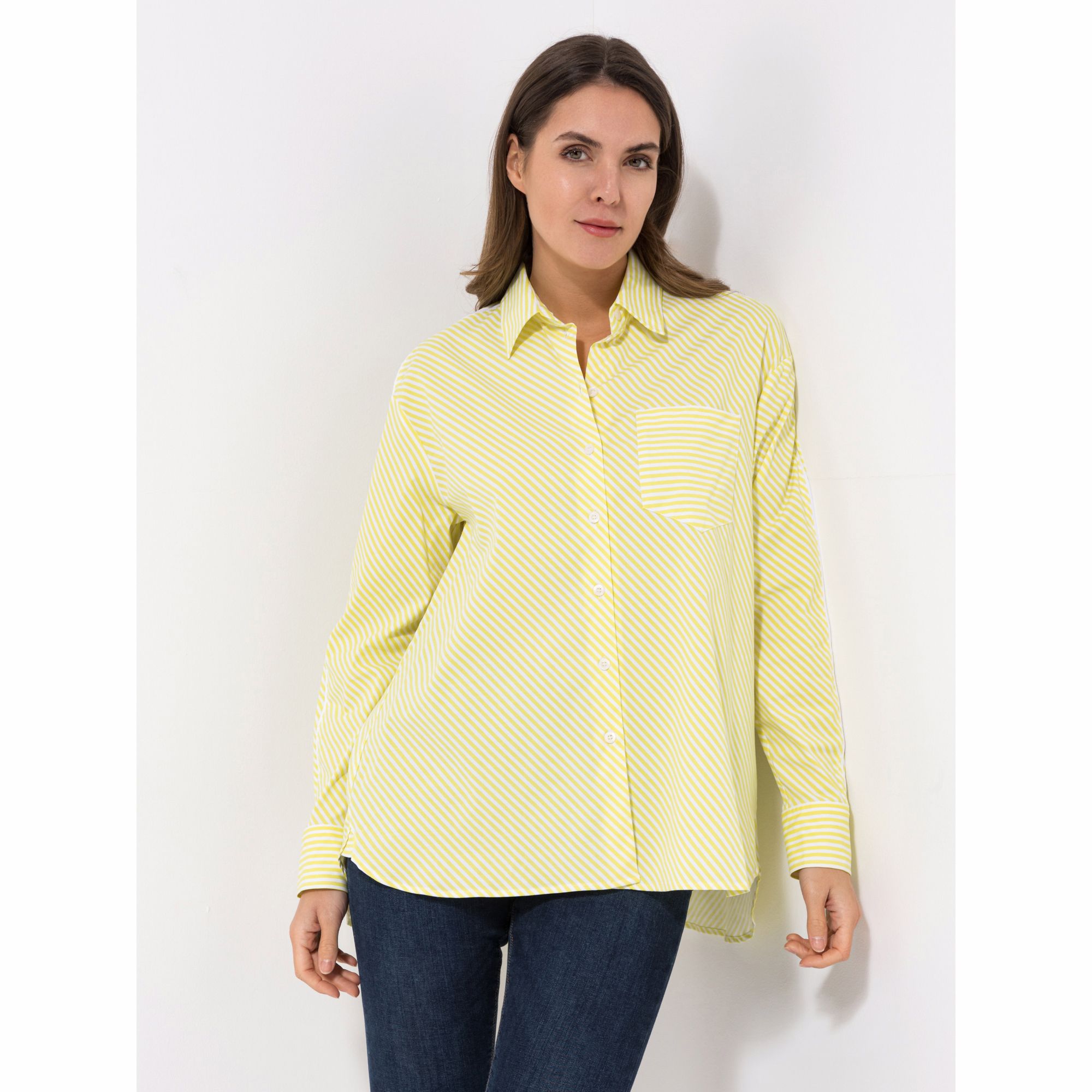 BASLER® Bluse, 1/1-Arm Brusttasche hinten länger weite Passform