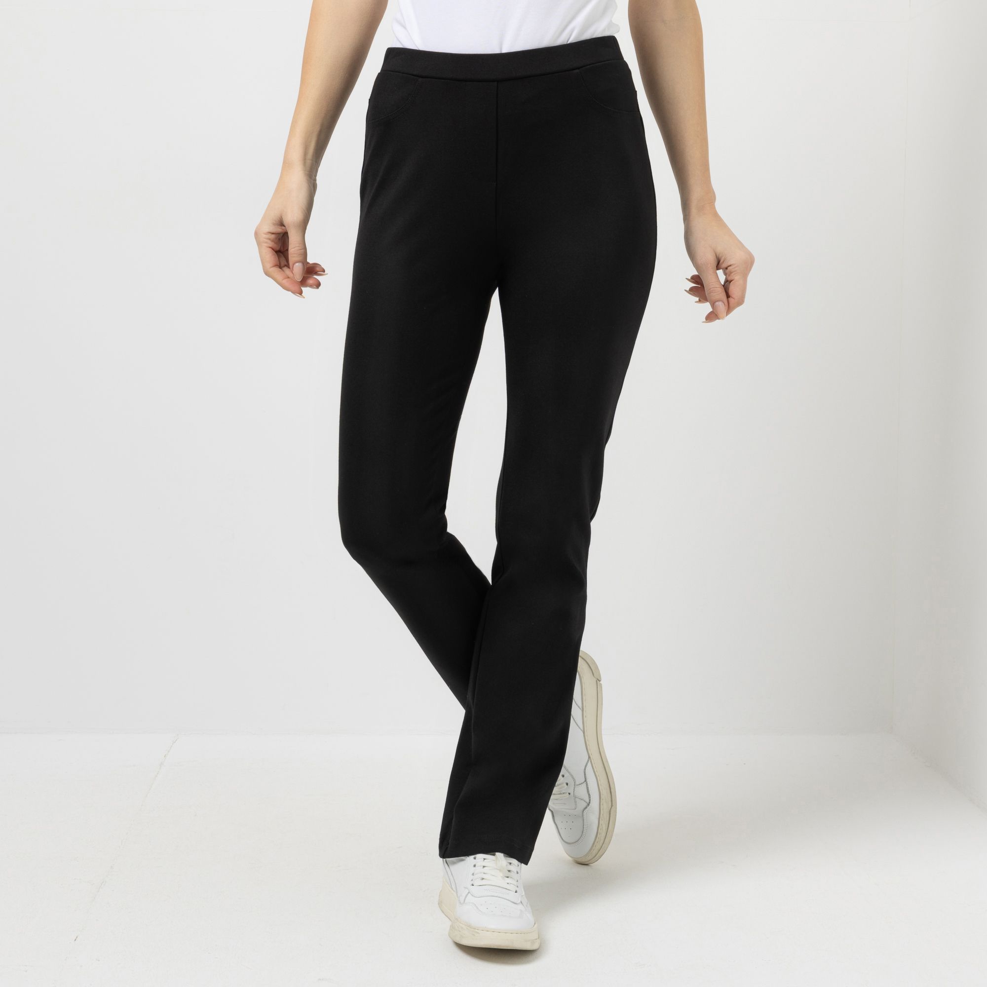 VIA MILANO Hose, 1/1-Länge Rundumdehnbund Fake-Taschen Bootcut-Schnitt