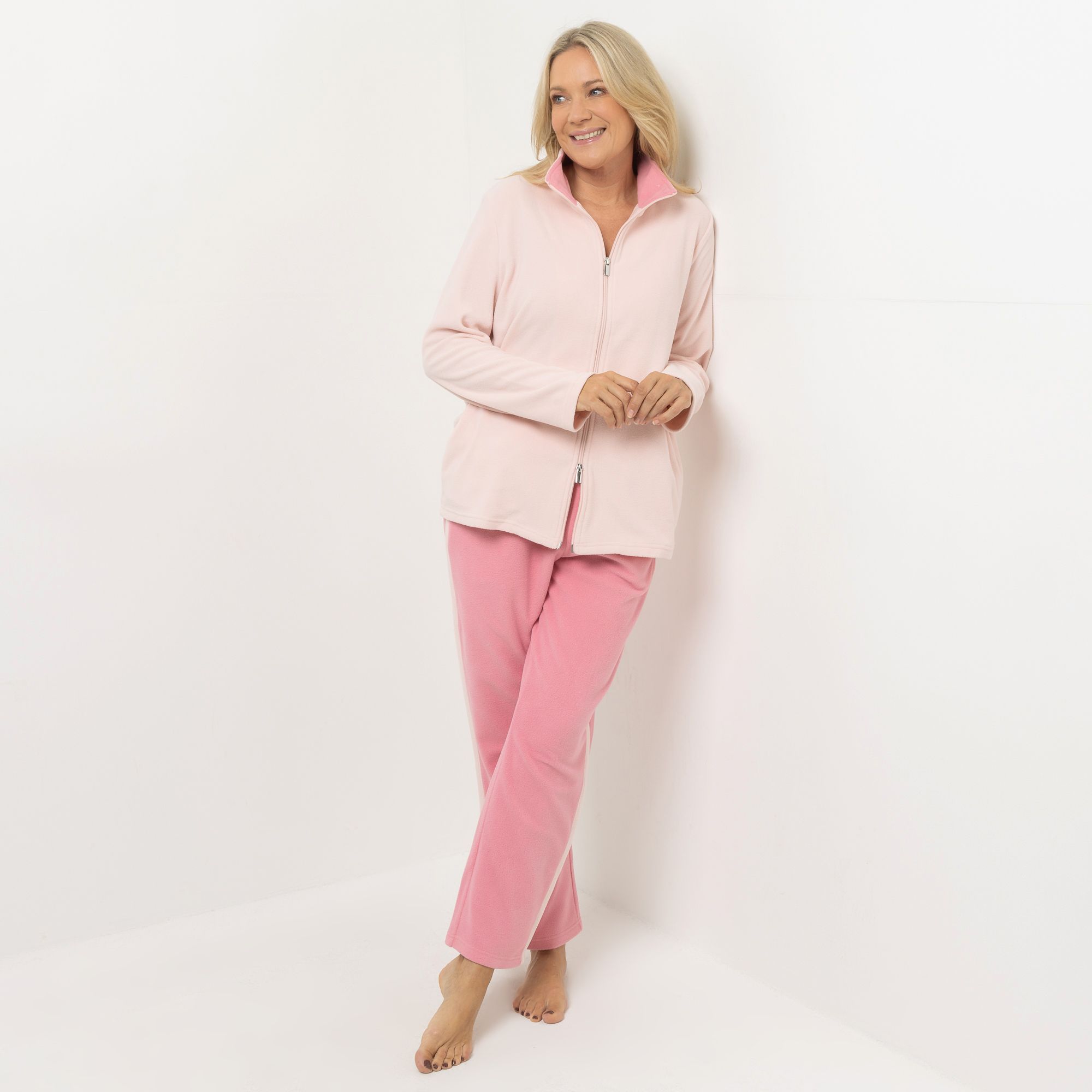 POLARSTERN HOMEWEAR Hausanzug Mikrofaser Fleece Jacke und Hose mit Seitentaschen