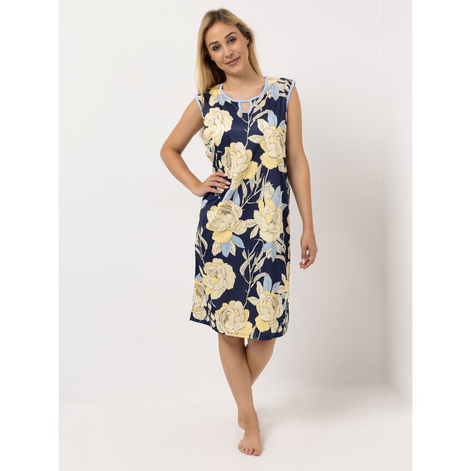 LITTLE ROSE Nachthemd, ohne Arm Mikrofaser Rundhalsausschnitt Seitenschlitze