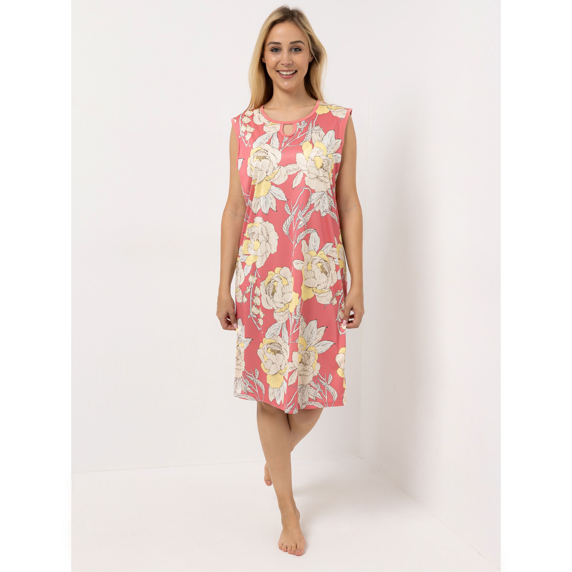 LITTLE ROSE Nachthemd, ohne Arm Mikrofaser Rundhalsausschnitt Seitenschlitze