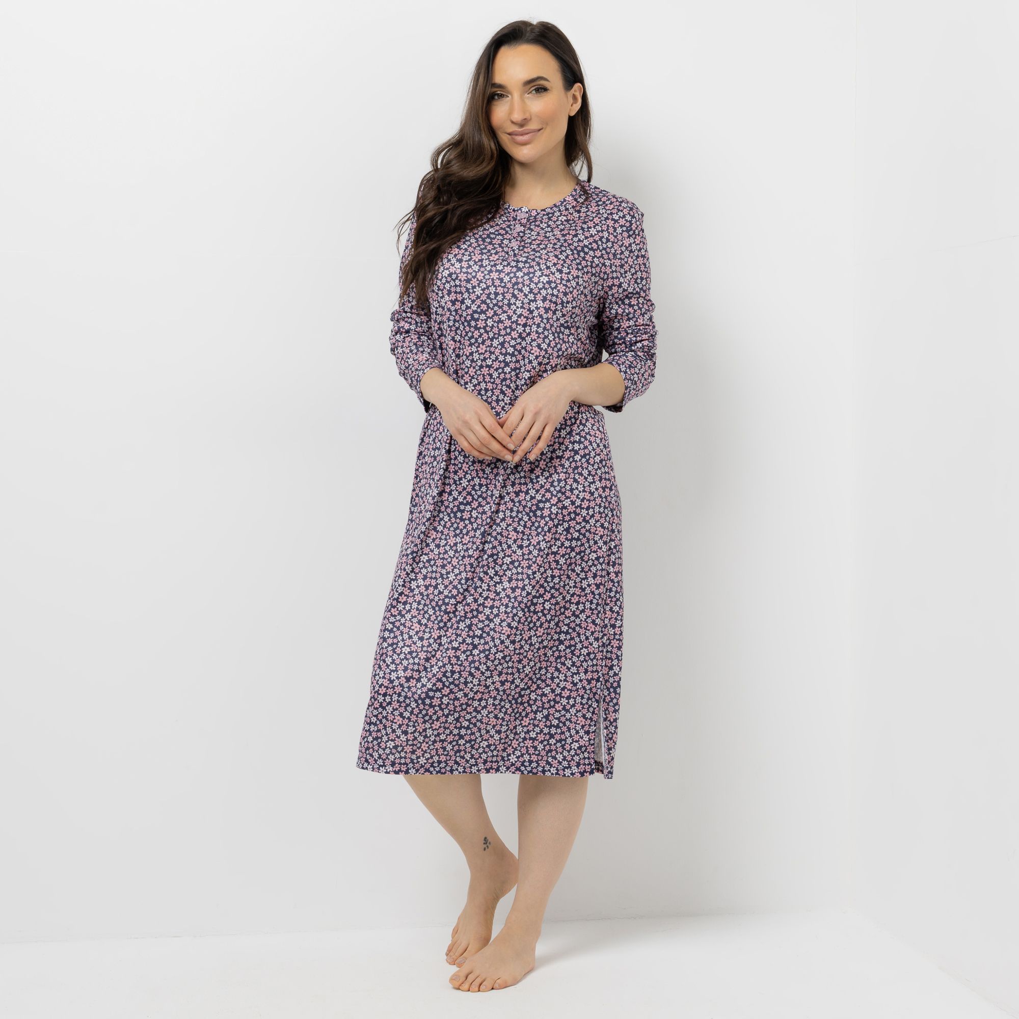 LITTLE ROSE Nachthemd, 1/1-Arm Mikrofaser Rundhalsausschnitt bedruckt