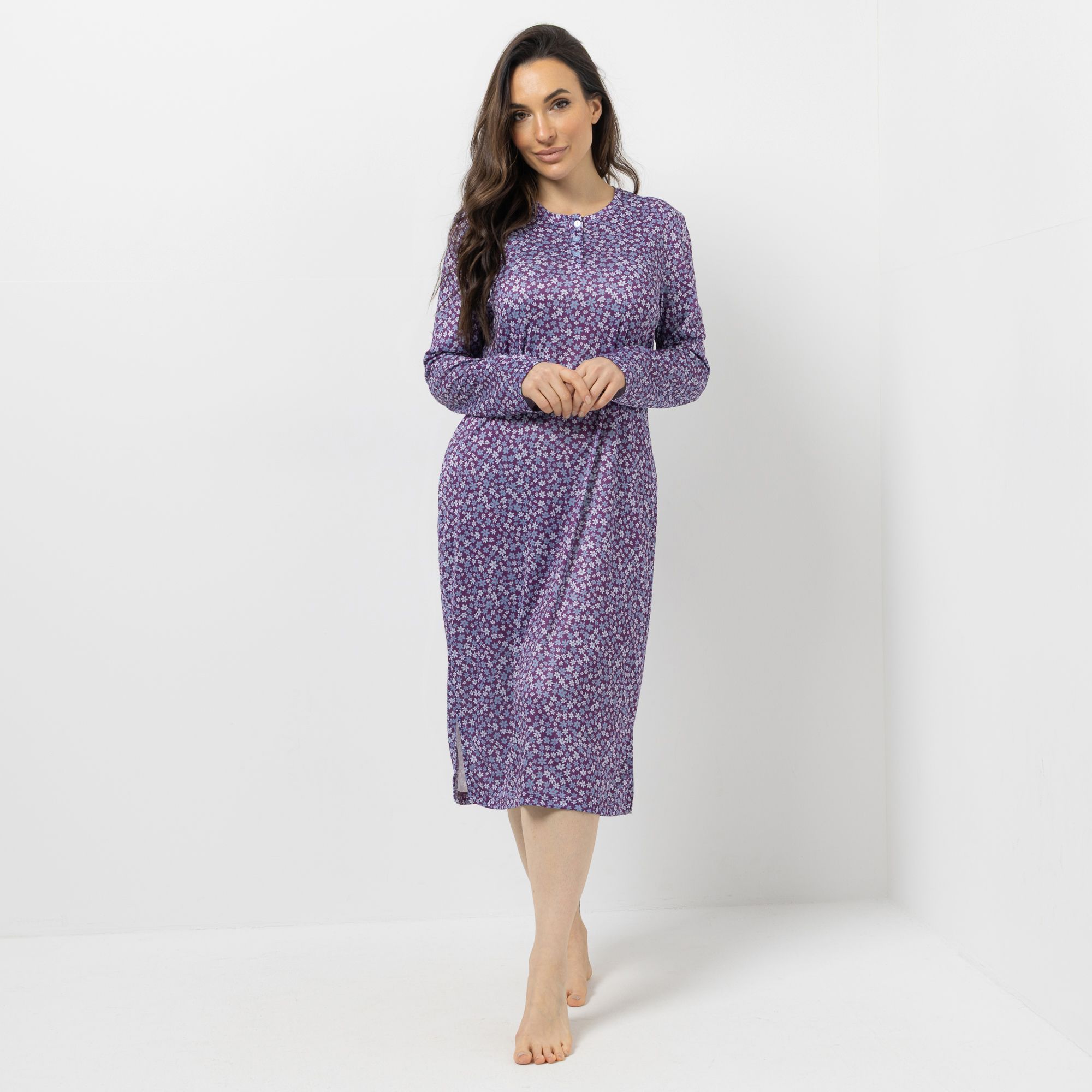 LITTLE ROSE Nachthemd, 1/1-Arm Mikrofaser Rundhalsausschnitt bedruckt