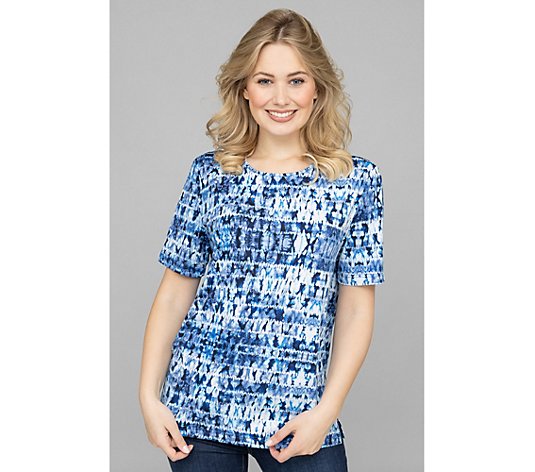 IN-PRINT Shirt, 1/2-Arm Rundhalsausschnitt Seitenschlitze Batikdruck