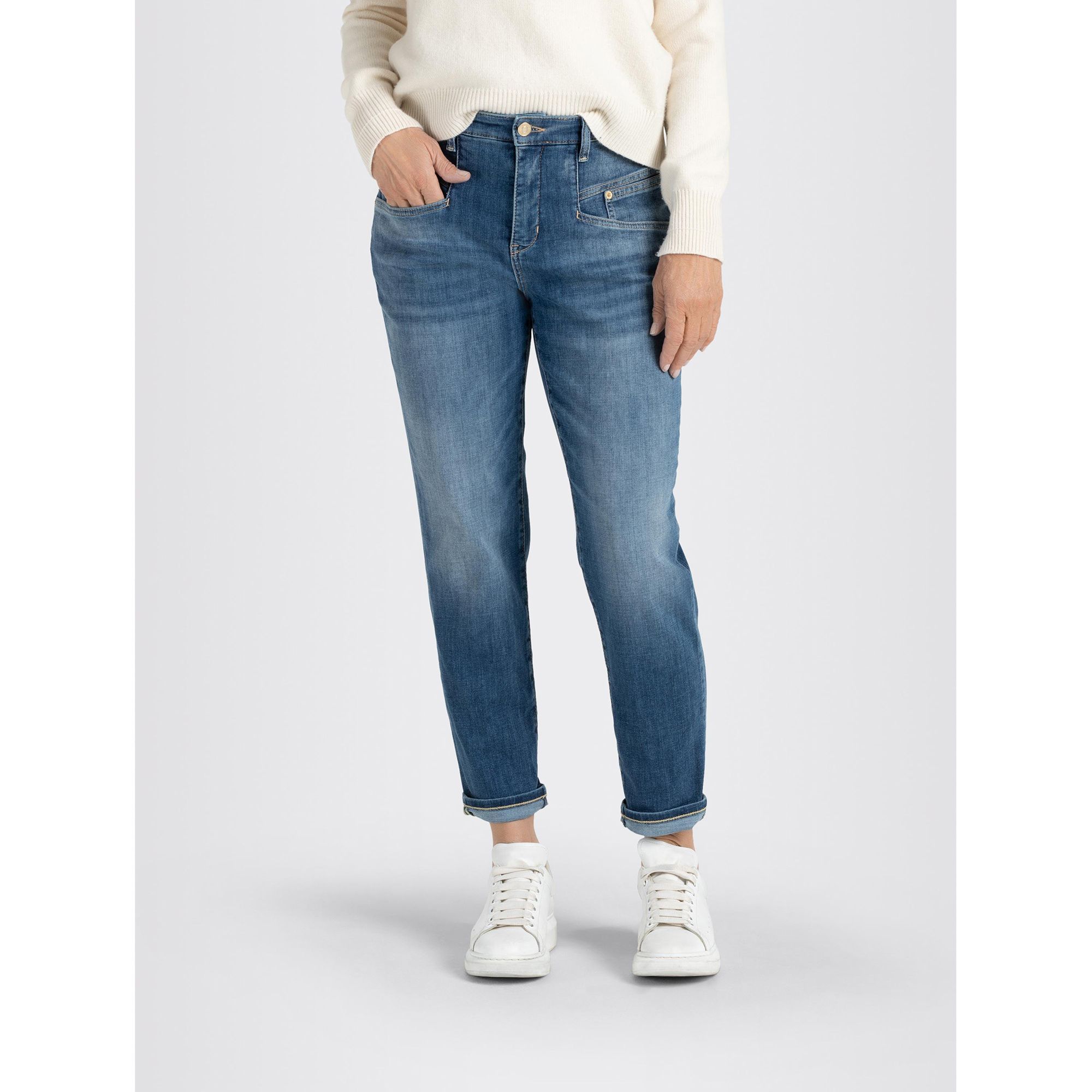 MAC Jeans Rich 5-Pocket-Style Leibhöhe Beinverlauf hohe Carrot konischer