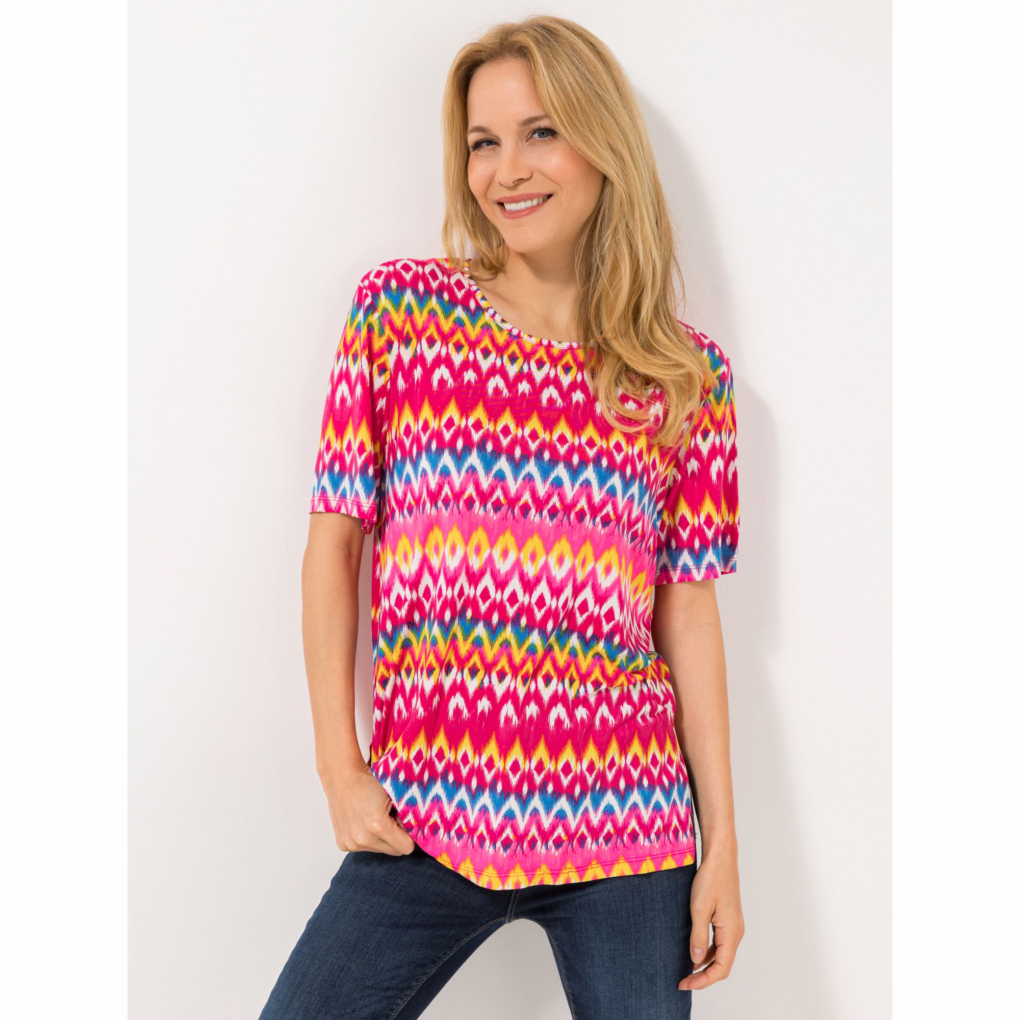 IN-PRINT Shirt 1/2-Arm Rundhalsausschnitt Seitenschlitze