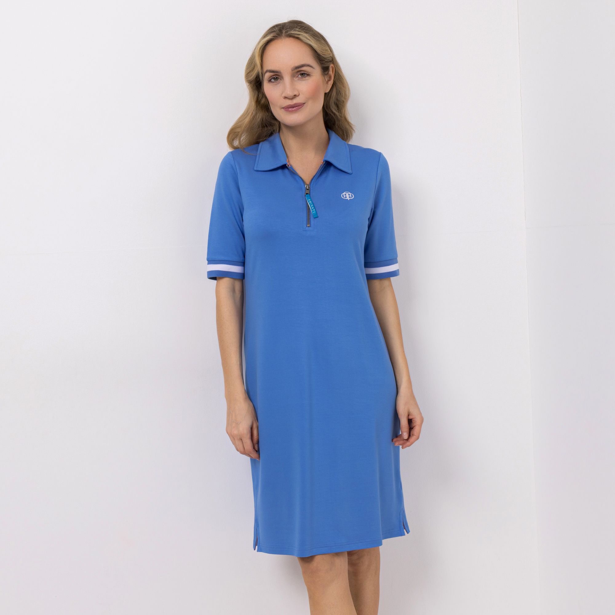AMINATI® Kleid, langer 1/2-Arm Polokragen Seitenschlitze Reißverschluss