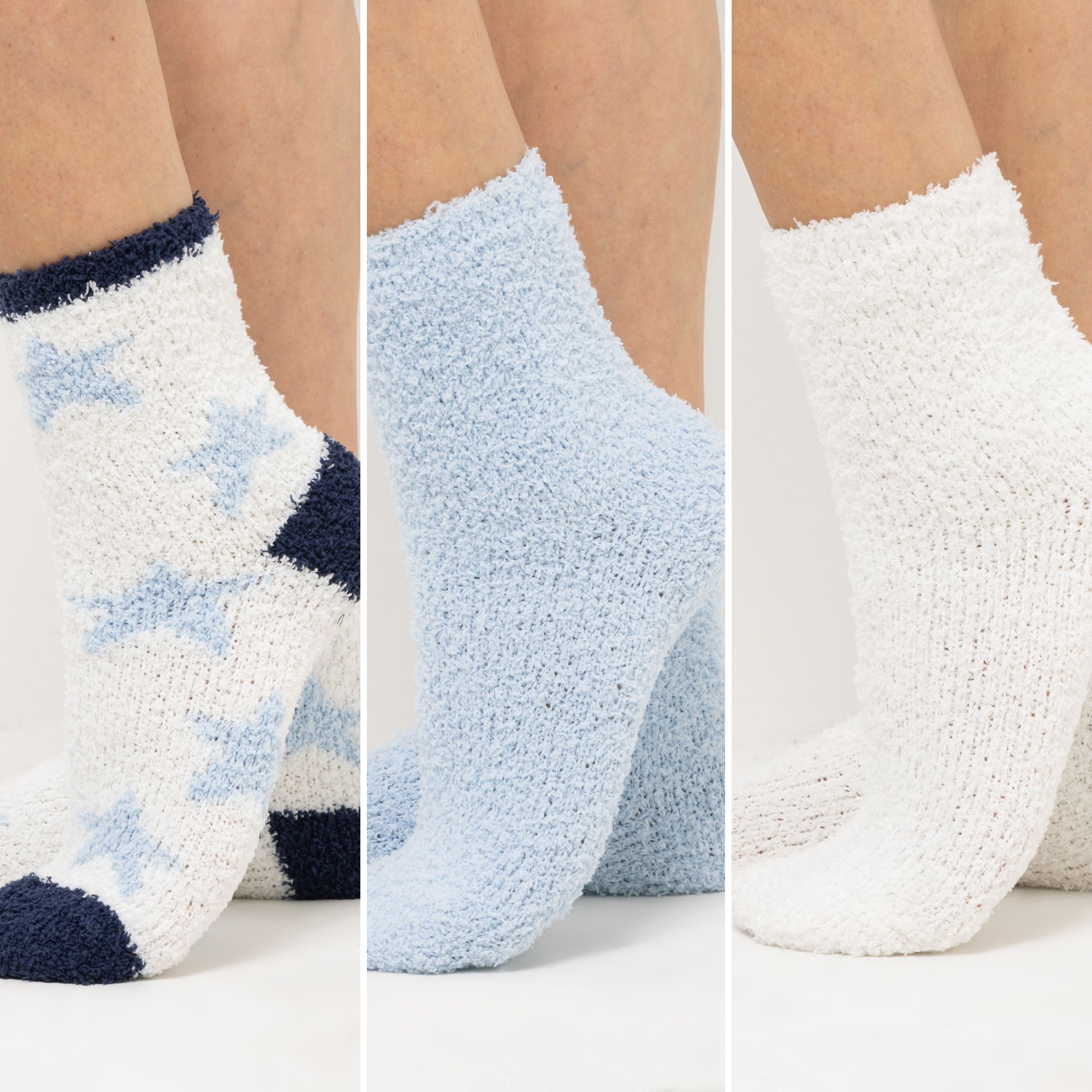 POLARSTERN HOMEWEAR Socken 3tlg. Set, Gr. 36-40 Sternenmotiv 2x uni, 1x bedruckt