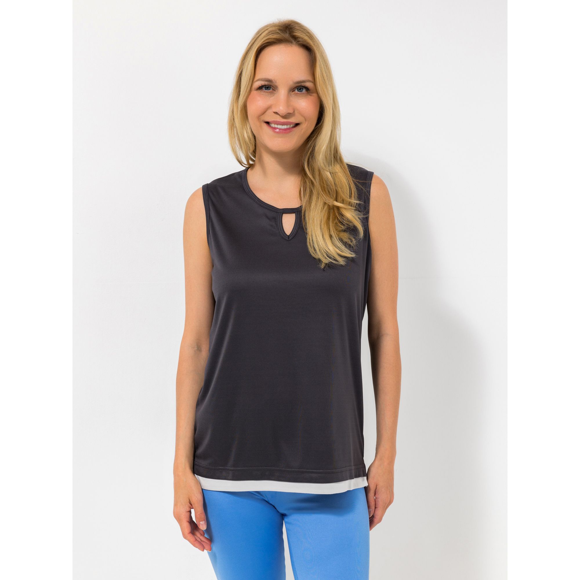 JERYMOOD HOMEWEAR Shirt, ohne Arm Mikrofaser V-Ausschnitt basic