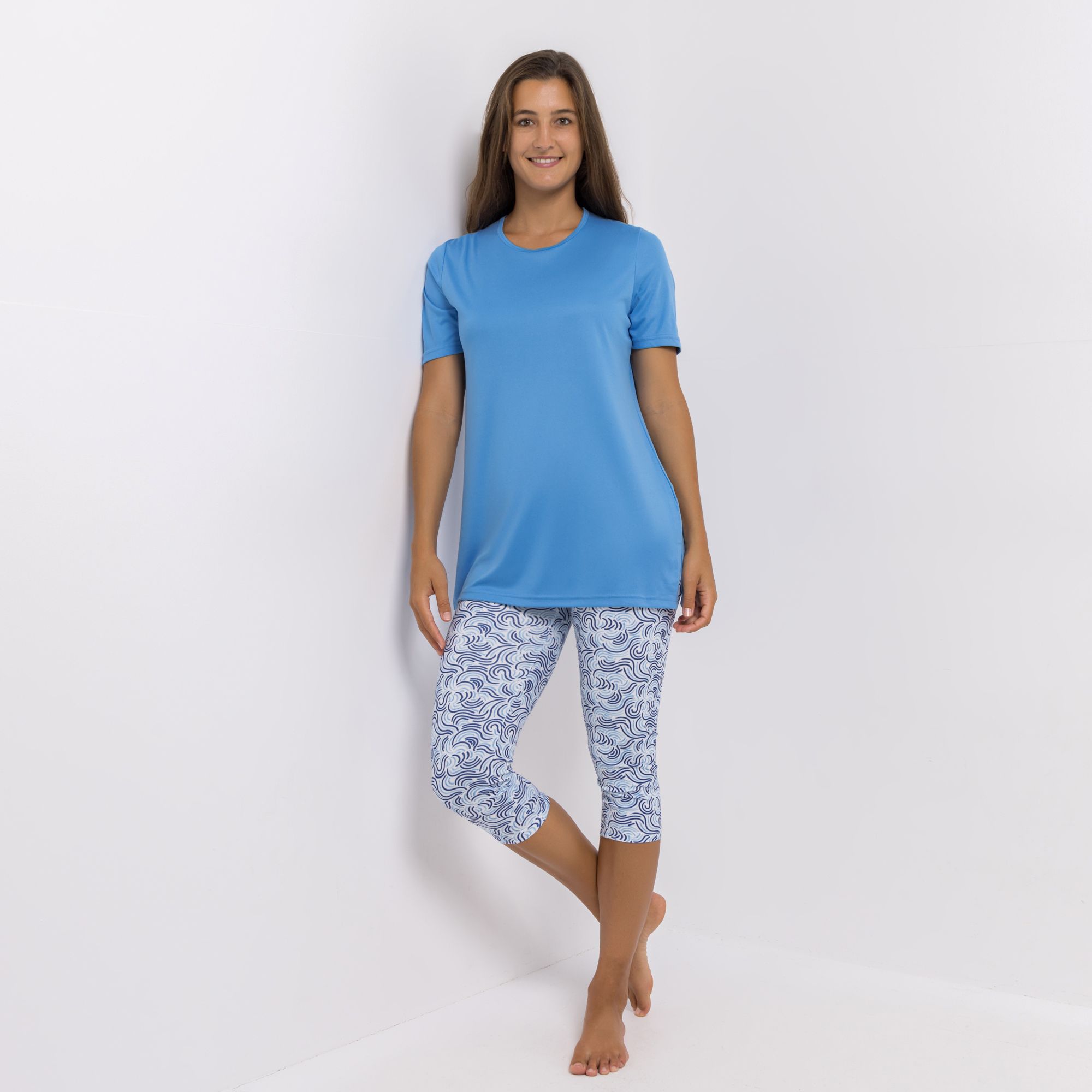 JERYMOOD HOMEWEAR Pyjama Set, 1/2-Arm Hose in 7/8-Länge Mikrofaser uni&bedruckt