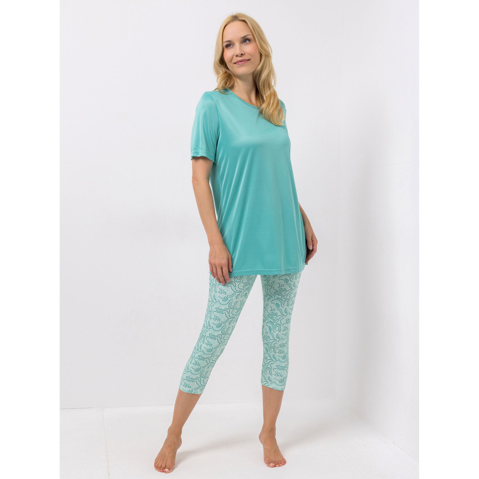 JERYMOOD HOMEWEAR Pyjama Set, 1/2-Arm Hose in 7/8-Länge Mikrofaser uni&bedruckt