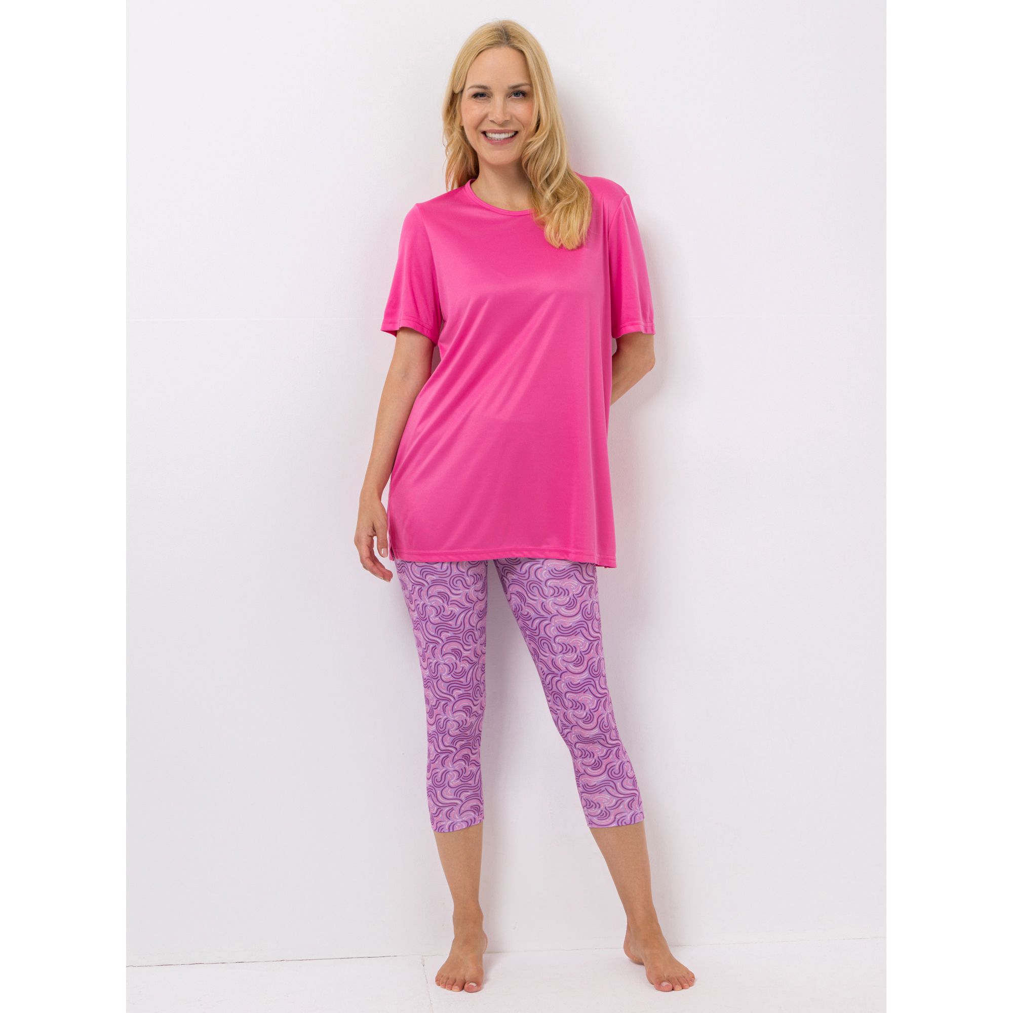 JERYMOOD HOMEWEAR Pyjama Set, 1/2-Arm Hose in 7/8-Länge Mikrofaser uni&bedruckt