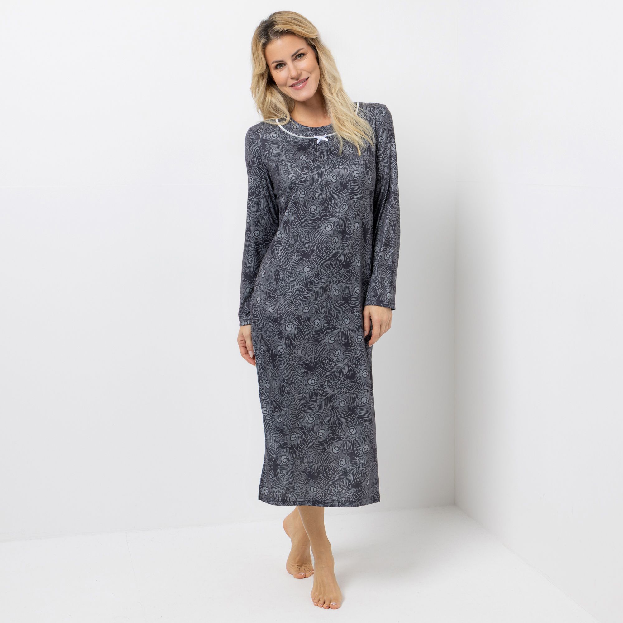 LITTLE ROSE Nachthemd, 1/1-Arm Mikrofaser Flanell bedruckt kleine Schleife